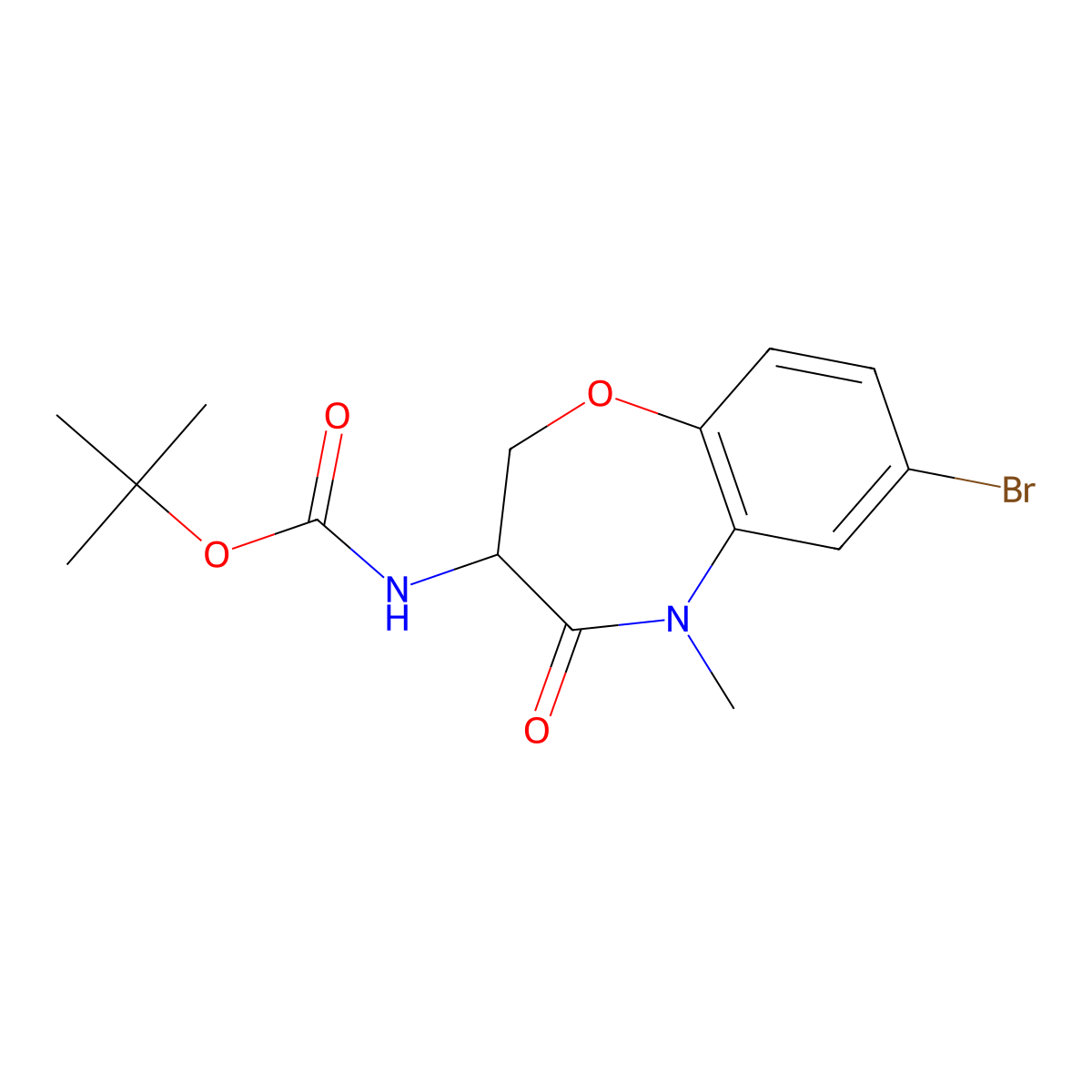 Tert-butyl (S)-(7-bromo-5-methyl-4-oxo-2,3,4,5-tetrahydrobenzo[B][1,4]oxazepin-3-YL)carbamate molecular structure, CAS 1622853-07-9