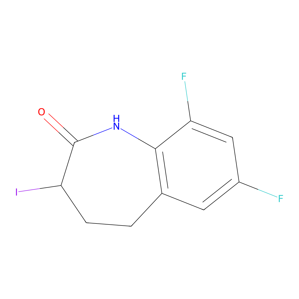 7,9-Difluoro-3-iodo-1,3,4,5-tetrahydro-2H-benzo[b]azepin-2-one molecular structure, CAS 1622853-48-8