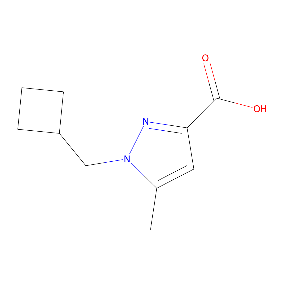 1-(Cyclobutylmethyl)-5-methyl-1H-pyrazole-3-carboxylic acid molecular structure, CAS 1622855-33-7