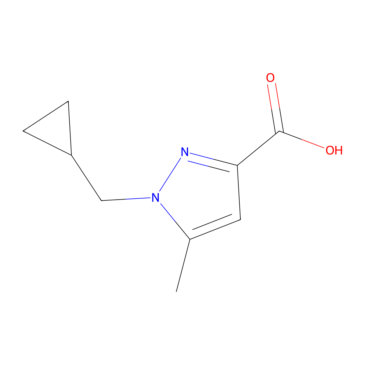 1-(Cyclopropylmethyl)-5-methyl-1H-pyrazole-3-carboxylic acid molecular structure, CAS 1622855-36-0