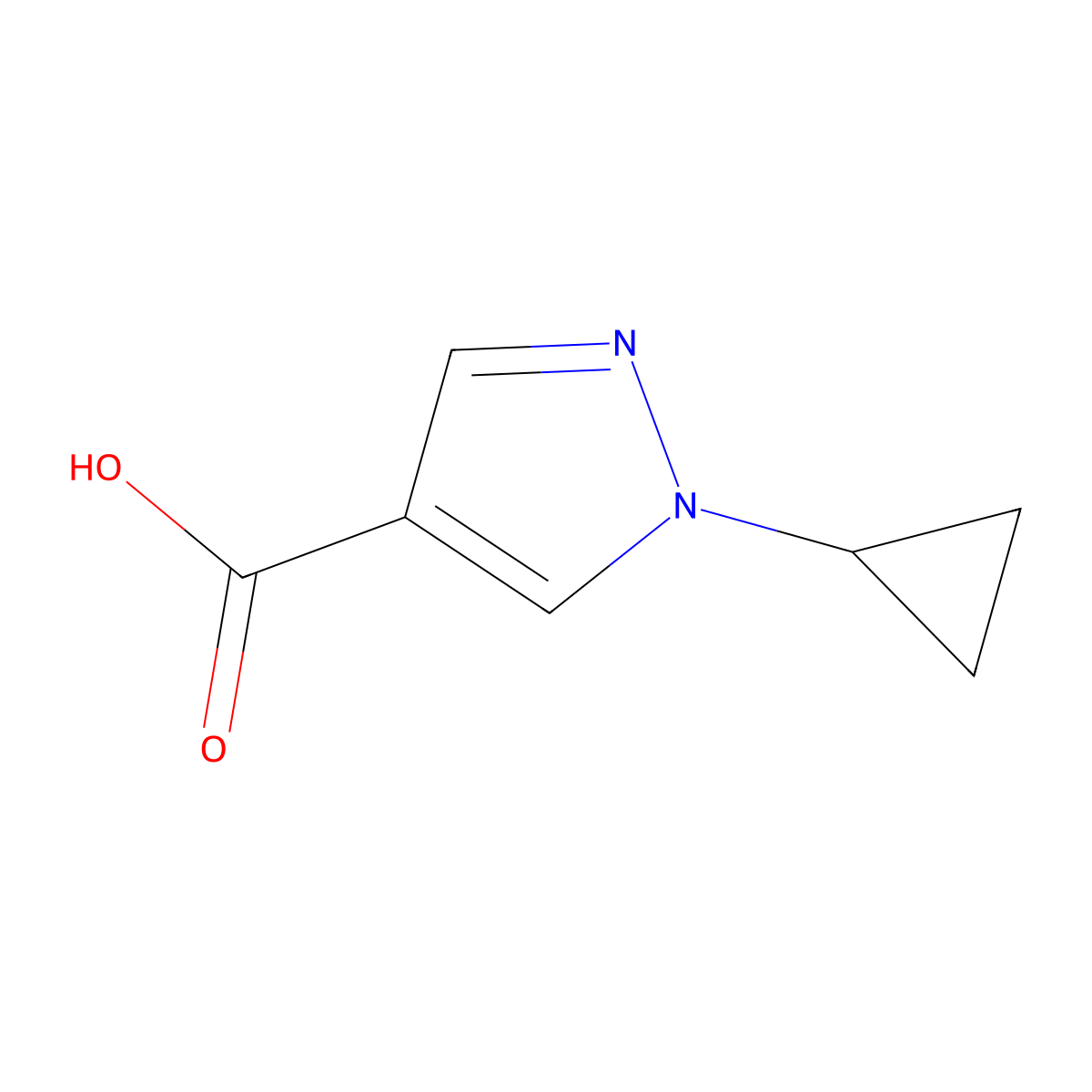 1-cyclopropyl-1H-pyrazole-4-carboxylic acid molecular structure, CAS 1622883-44-6
