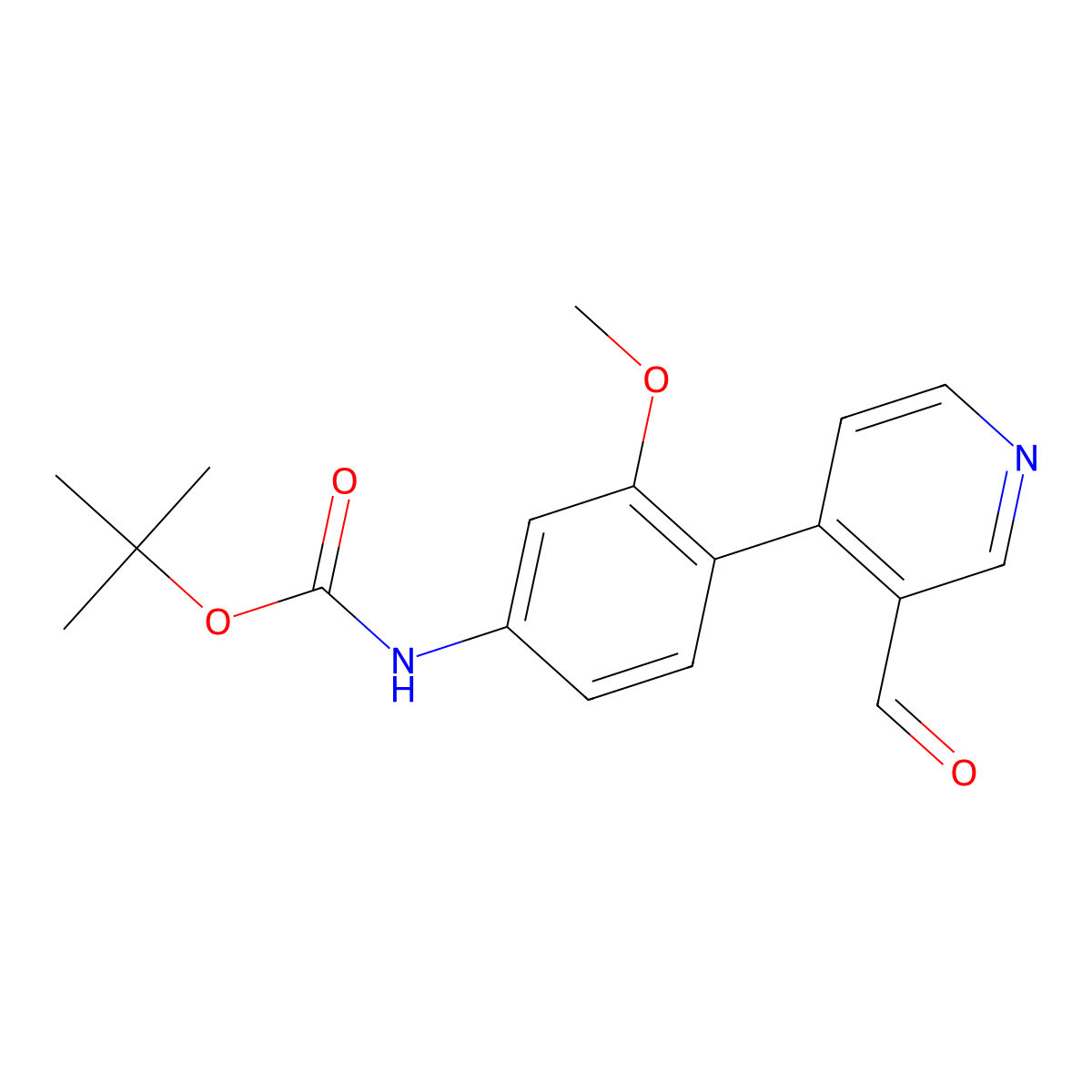 Tert-butyl (4-(3-formylpyridin-4-yl)-3-methoxyphenyl)carbamate molecular structure, CAS 1622889-95-5