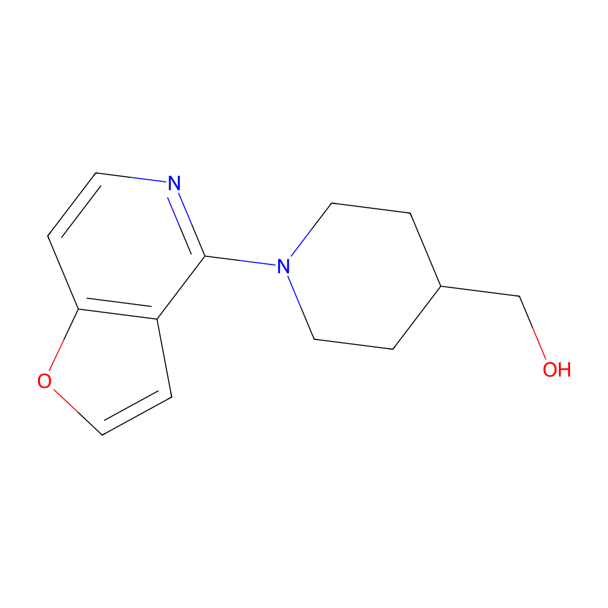 (1-{Furo[3,2-c]pyridin-4-yl}piperidin-4-yl)methanol molecular structure, CAS 1622912-23-5