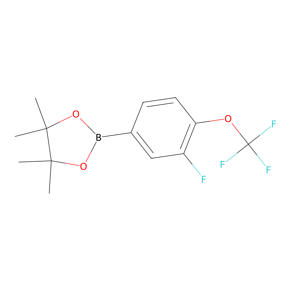 2-(3-Fluoro-4-(trifluoromethoxy)phenyl)-4,4,5,5-tetramethyl-1,3,2-dioxaborolane molecular structure, CAS 1622916-38-4