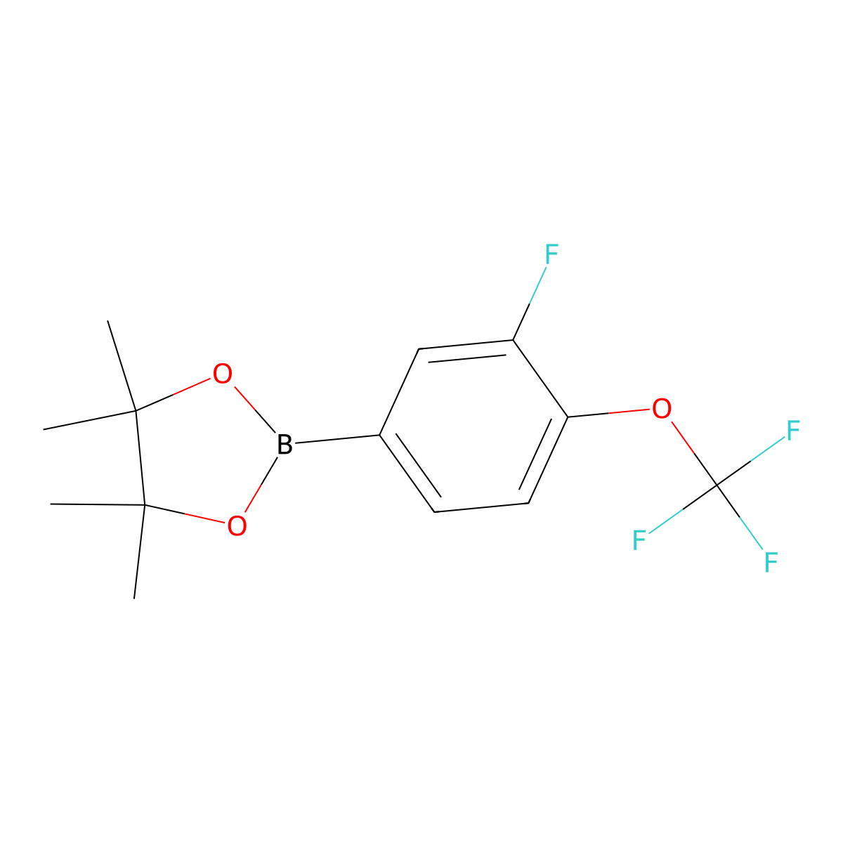 2-(3-Fluoro-4-(trifluoromethoxy)phenyl)-4,4,5,5-tetramethyl-1,3,2-dioxaborolane molecular structure, CAS 1622916-38-4