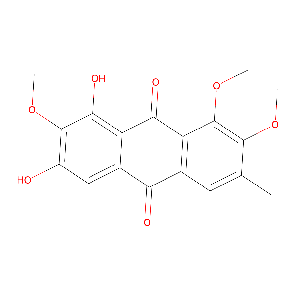 1,3-Dihydroxy-2,7,8-trimethoxy-6-methyl-9,10-anthracenedione molecular structure, CAS 1622982-59-5
