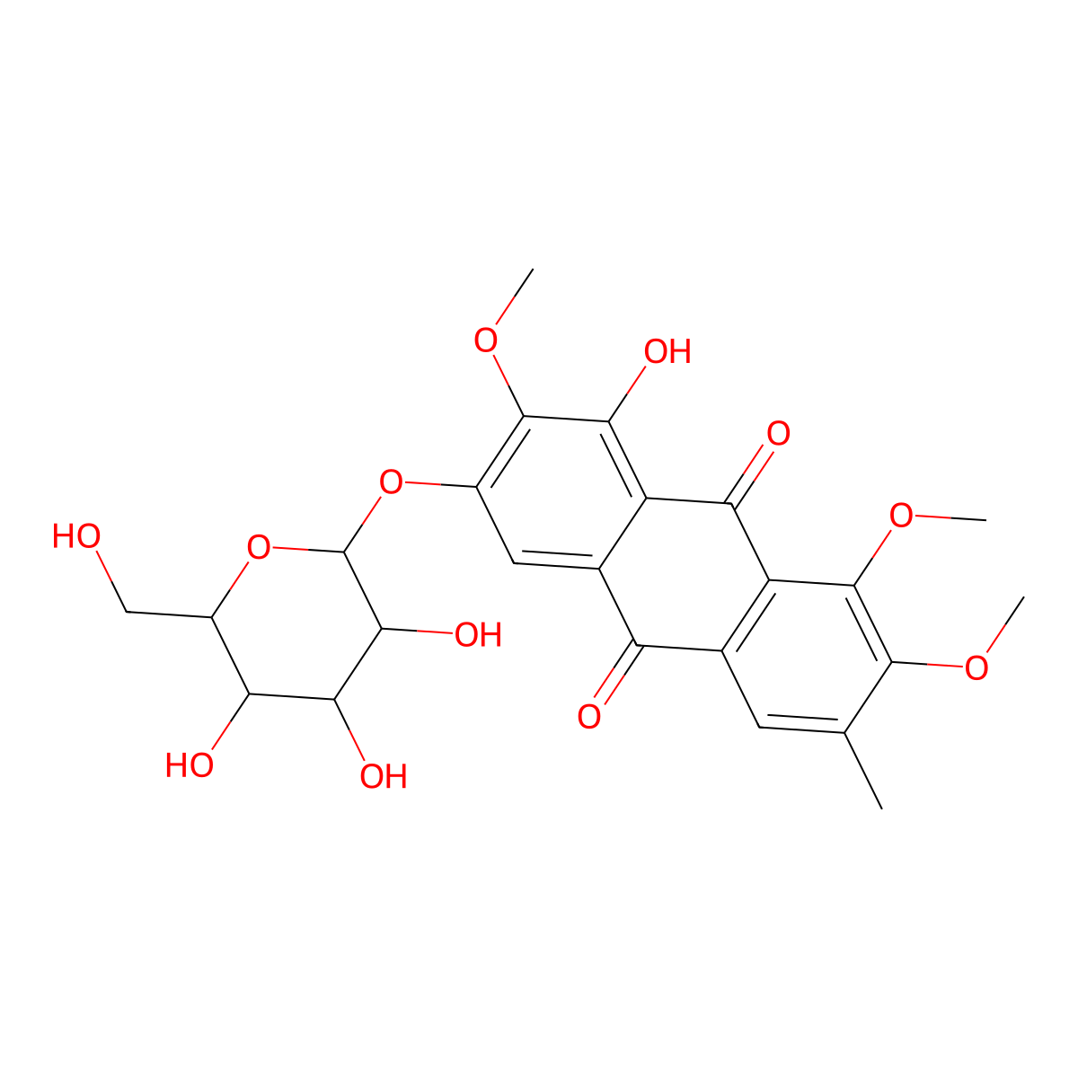 2-Methoxy aurantio-obtusin beta-D-glucoside molecular structure, CAS 1622982-62-0