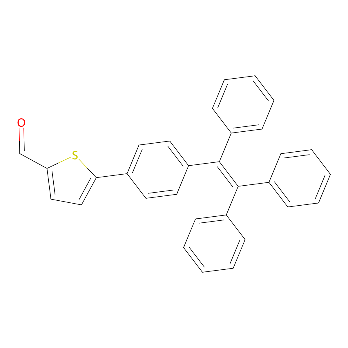 5-(4-(1,2,2-Triphenylvinyl)phenyl)thiophene-2-carbaldehyde molecular structure, CAS 1622996-30-8