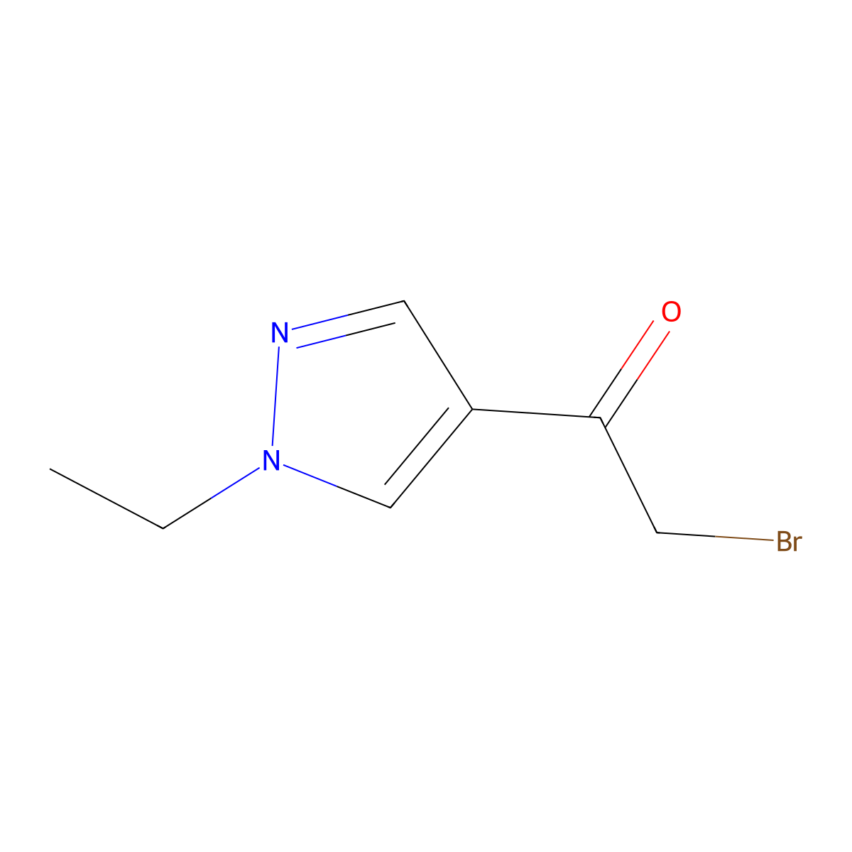 2-bromo-1-(1-ethyl-1H-pyrazol-4-yl)ethan-1-one molecular structure, CAS 1623018-75-6