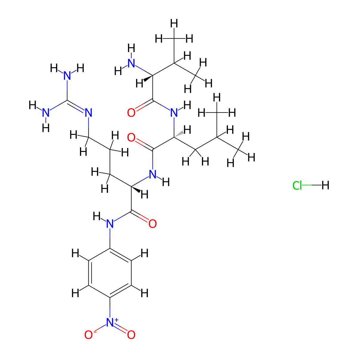 D-Valyl-L-leucyl-N~5~-(diaminomethylidene)-N-(4-nitrophenyl)-L-ornithinamide--hydrogen chloride (1/1) molecular structure, CAS 162303-66-4