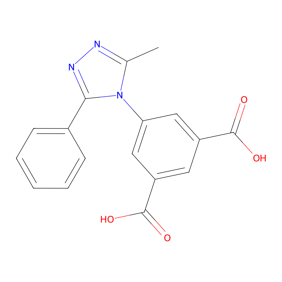 5-(3-Methyl-5-phenyl-4H-1,2,4-triazol-4-yl)-1,3-benzenedicarboxylic acid molecular structure, CAS 1623060-79-6