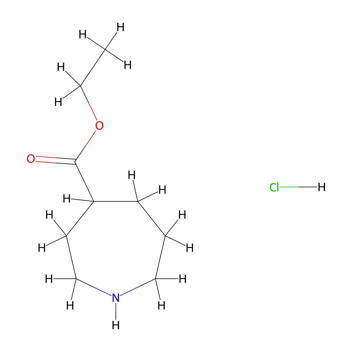 Ethyl azepane-4-carboxylate hydrochloride molecular structure, CAS 1623063-36-4