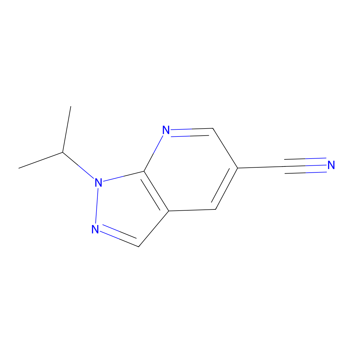 1-Isopropyl-1H-pyrazolo[3,4-b]pyridine-5-carbonitrile molecular structure, CAS 1623068-00-7