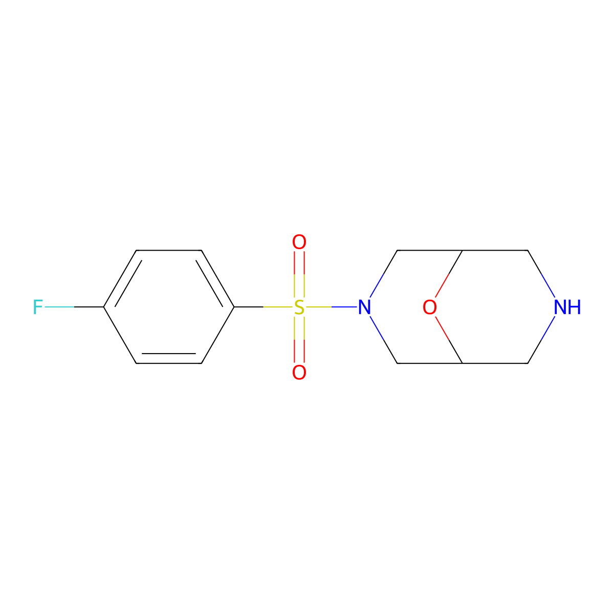 3-(4-Fluorophenyl)sulfonyl-9-oxa-3,7-diazabicyclo[3.3.1]nonane molecular structure, CAS 1623078-48-7