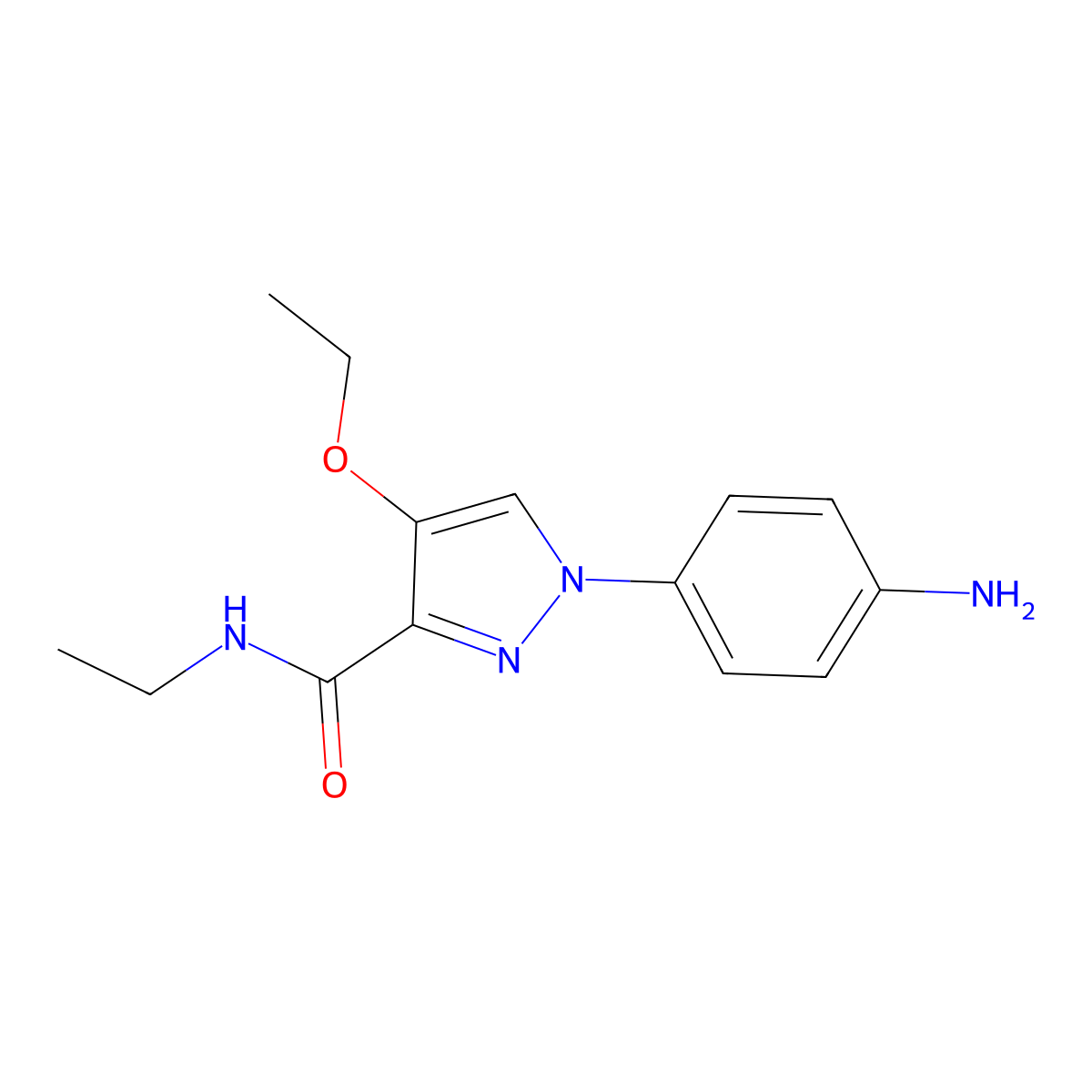 1-(4-aminophenyl)-4-ethoxy-N-ethyl-1H-pyrazole-3-carboxamide molecular structure, CAS 1623079-20-8