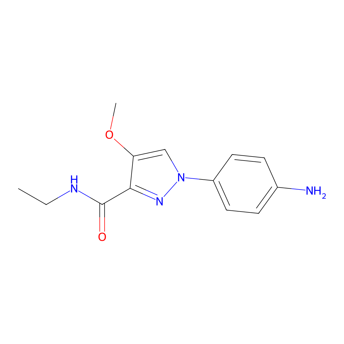 1-(4-aminophenyl)-N-ethyl-4-methoxy-1H-pyrazole-3-carboxamide molecular structure, CAS 1623079-26-4
