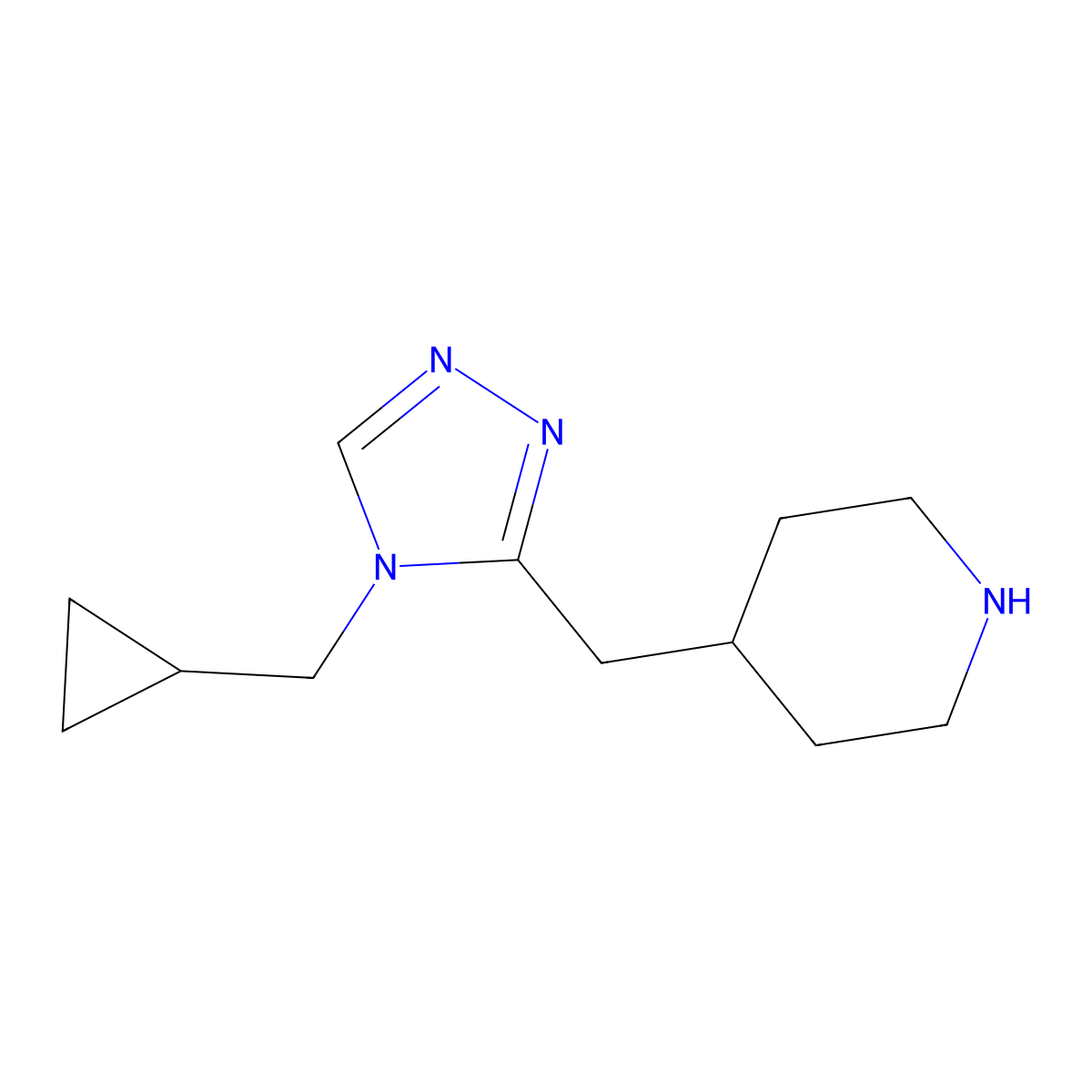 4-{[4-(cyclopropylmethyl)-4H-1,2,4-triazol-3-yl]methyl}piperidine molecular structure, CAS 1623079-28-6