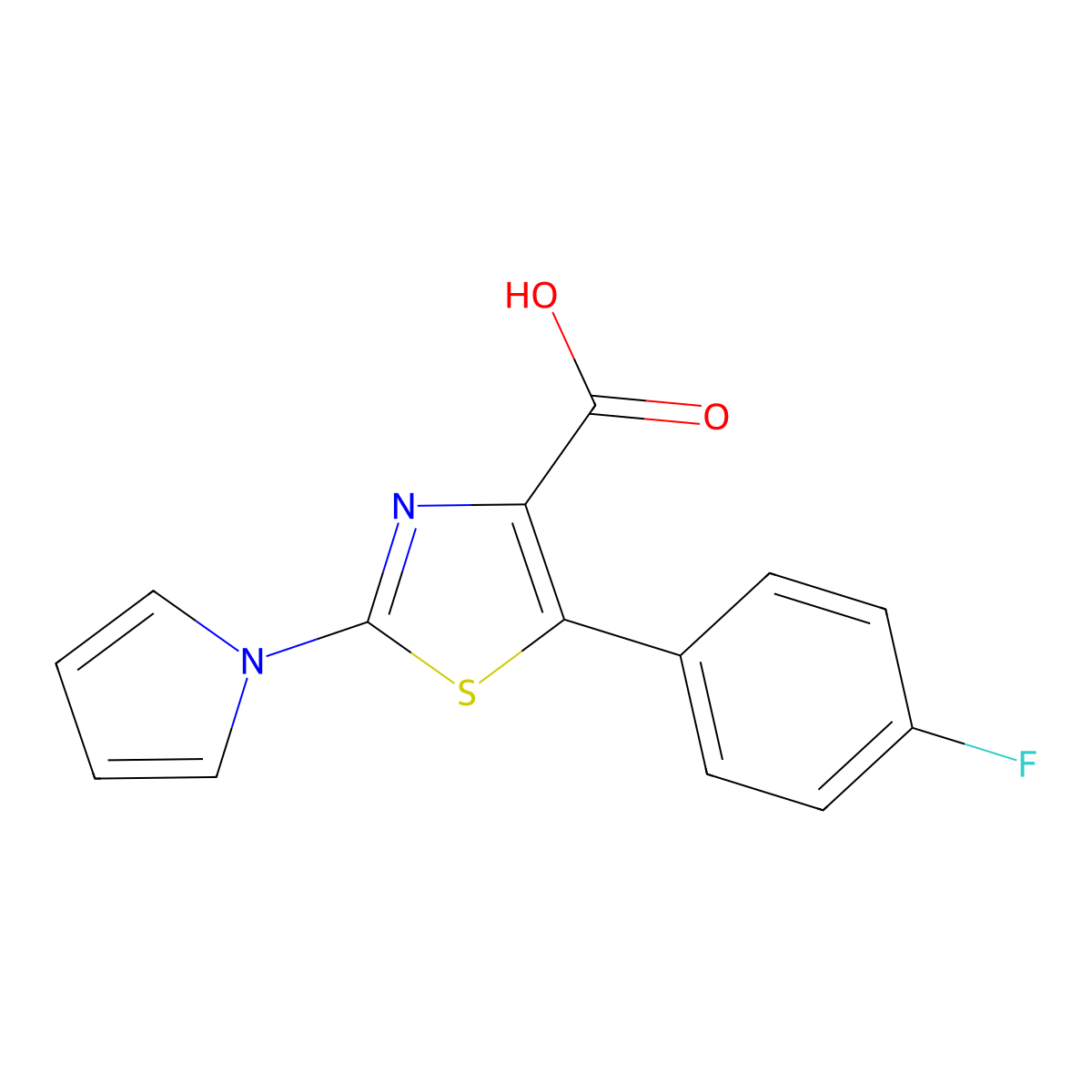 5-(4-fluorophenyl)-2-(1H-pyrrol-1-yl)-1,3-thiazole-4-carboxylic acid molecular structure, CAS 1623079-32-2