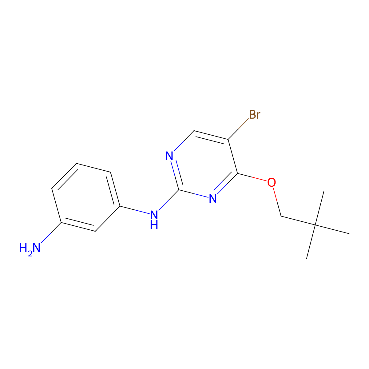 N-(3-aminophenyl)-N-[5-bromo-4-(neopentyloxy)pyrimidin-2-yl]amine molecular structure, CAS 1623079-37-7