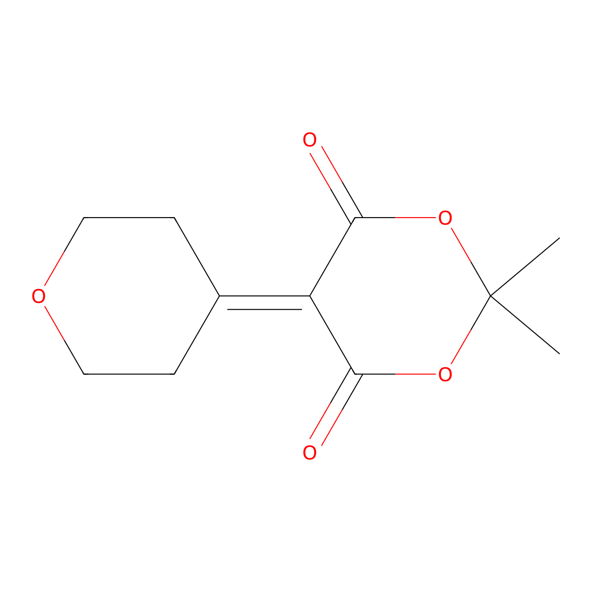 2,2-dimethyl-5-(tetrahydro-4H-pyran-4-ylidene)-1,3-dioxane-4,6-dione molecular structure, CAS 1623079-83-3