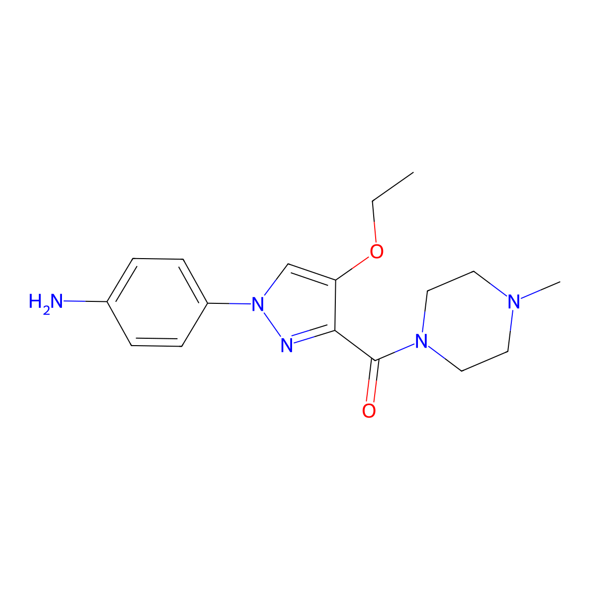 4-{4-ethoxy-3-[(4-methylpiperazin-1-yl)carbonyl]-1H-pyrazol-1-yl}aniline molecular structure, CAS 1623080-04-5