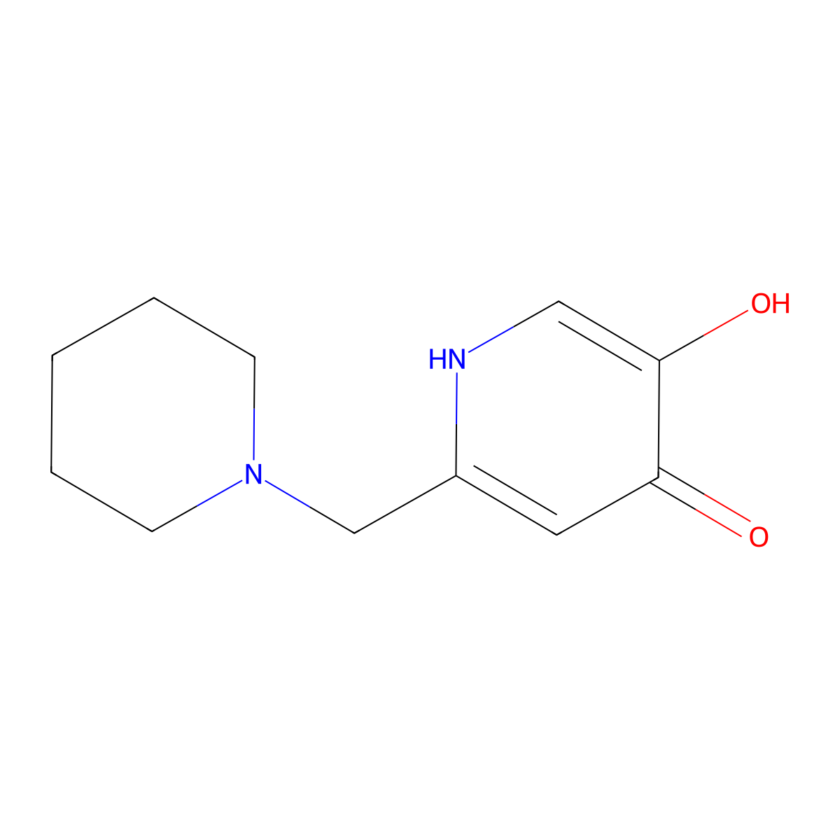 5-Hydroxy-2-[(piperidin-1-YL)methyl]-1,4-dihydropyridin-4-one molecular structure, CAS 1623080-35-2