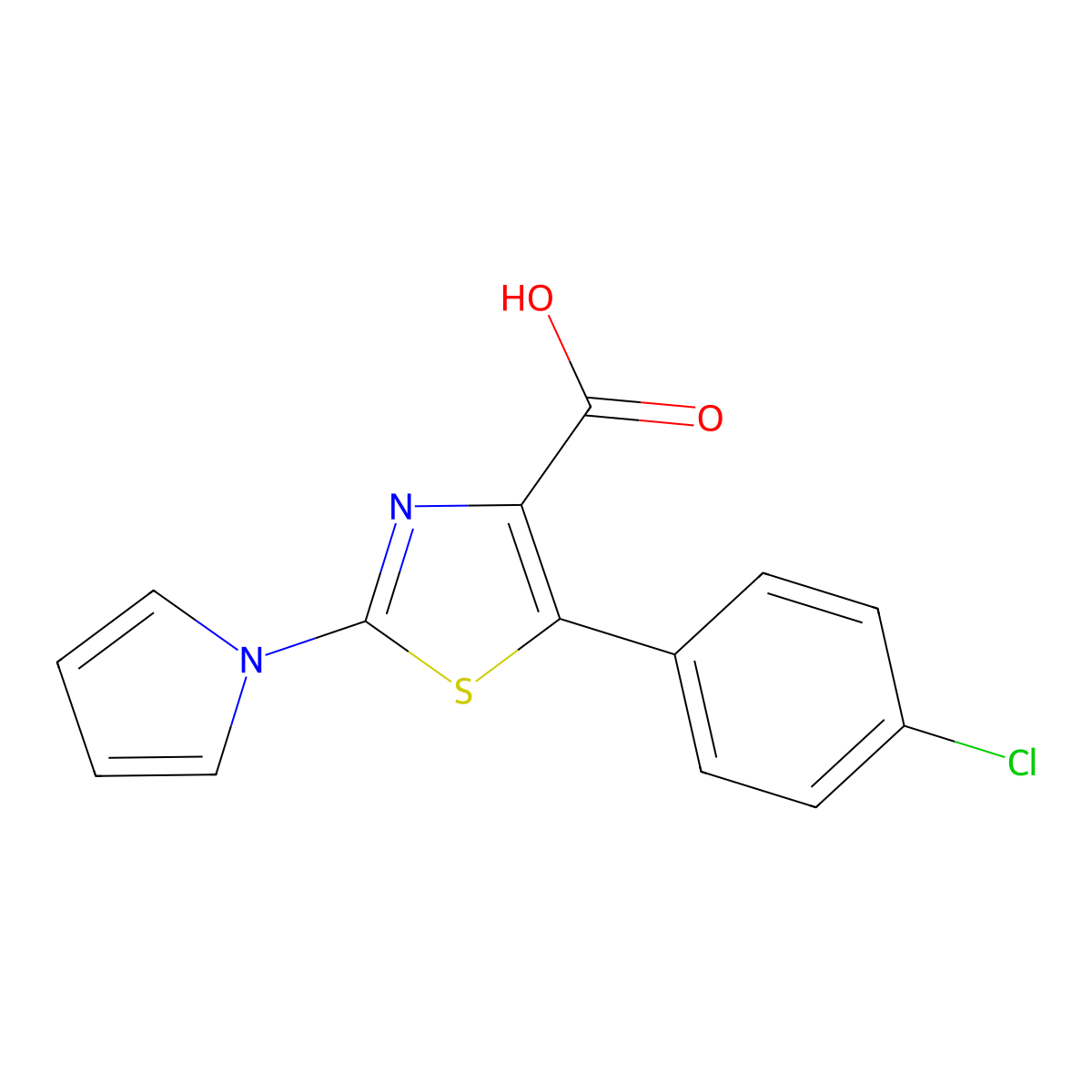 5-(4-chlorophenyl)-2-(1H-pyrrol-1-yl)-1,3-thiazole-4-carboxylic acid molecular structure, CAS 1623080-69-2