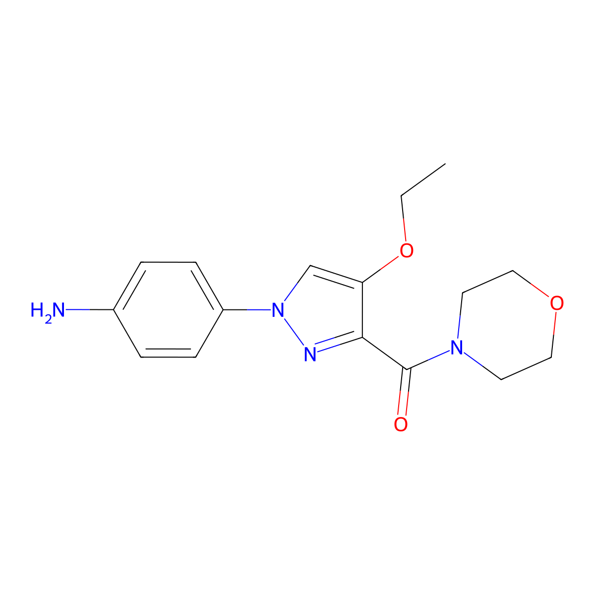 4-[4-ethoxy-3-(morpholin-4-ylcarbonyl)-1H-pyrazol-1-yl]aniline molecular structure, CAS 1623080-79-4