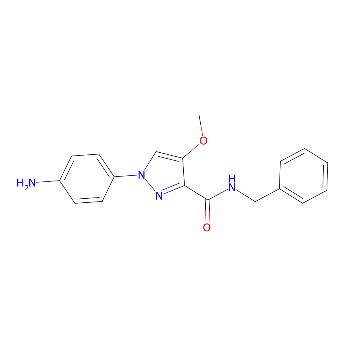 1-(4-aminophenyl)-N-benzyl-4-methoxy-1H-pyrazole-3-carboxamide molecular structure, CAS 1623083-58-8