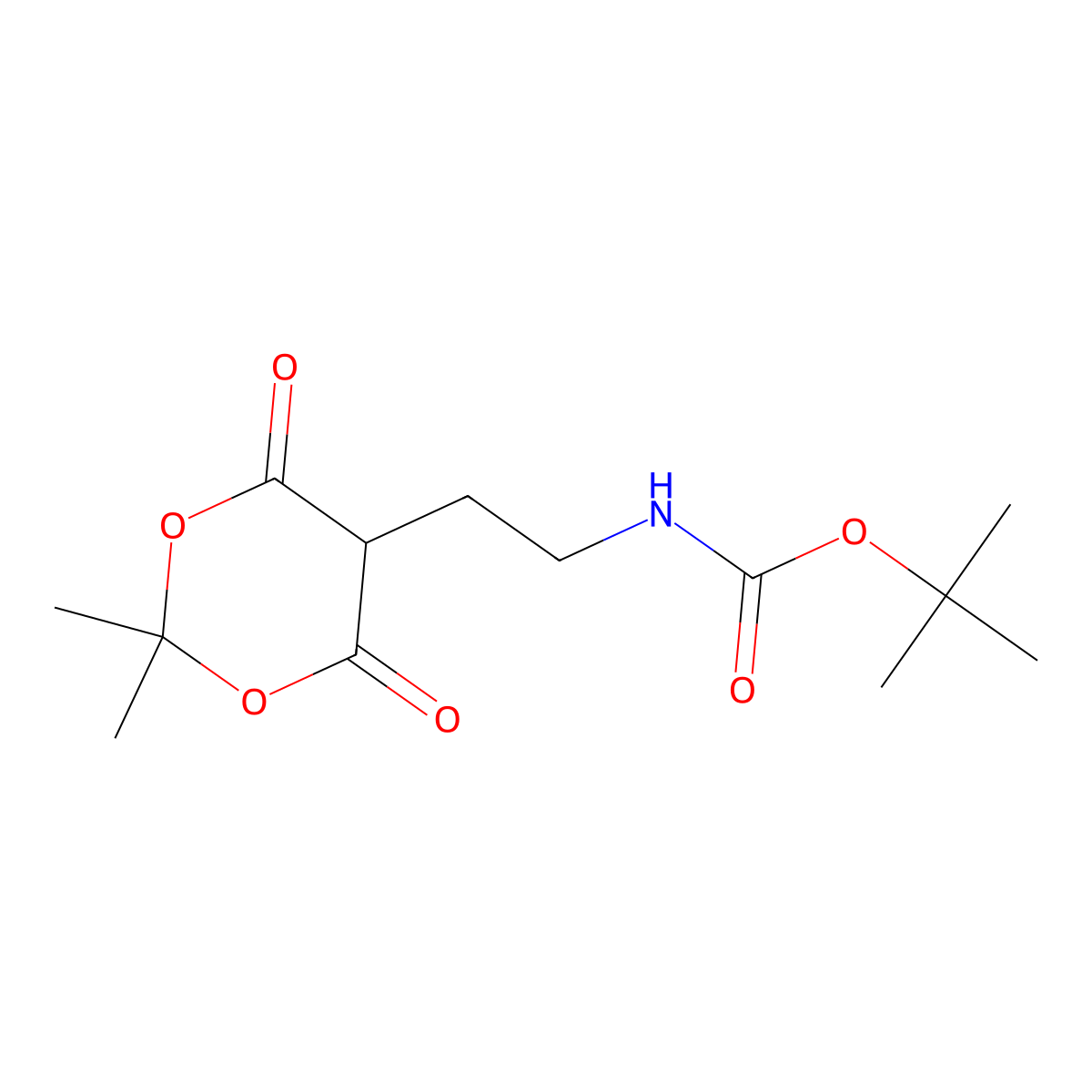 Tert-butyl 2-(2,2-dimethyl-4,6-dioxo-1,3-dioxan-5-yl)ethylcarbamate molecular structure, CAS 1623083-98-6