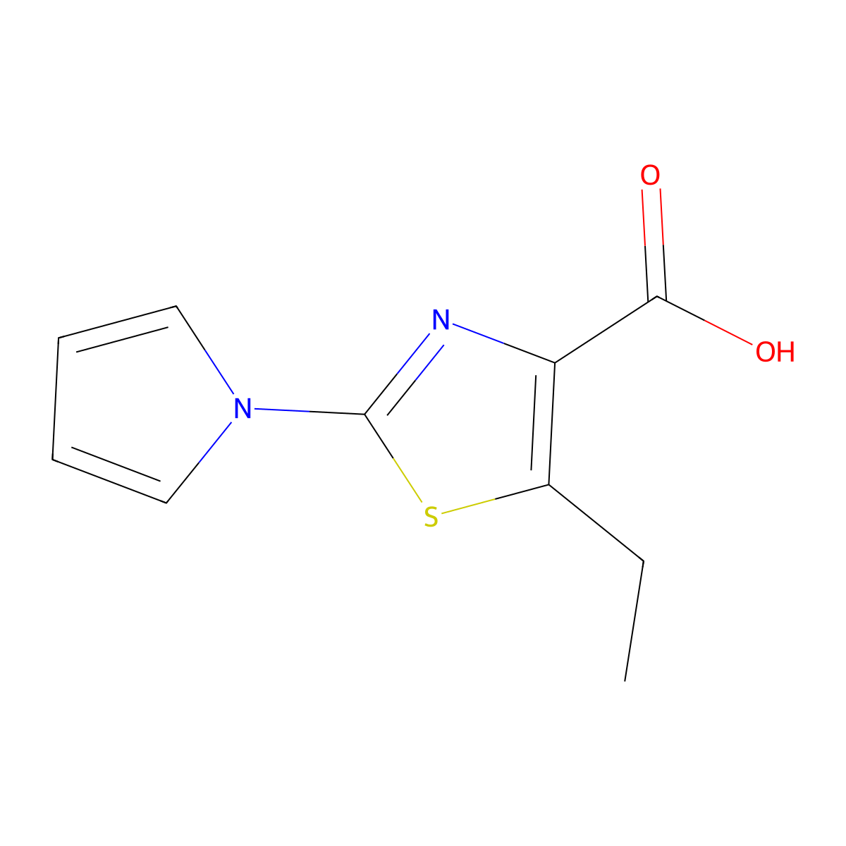 5-ethyl-2-(1H-pyrrol-1-yl)-1,3-thiazole-4-carboxylic acid molecular structure, CAS 1623083-99-7