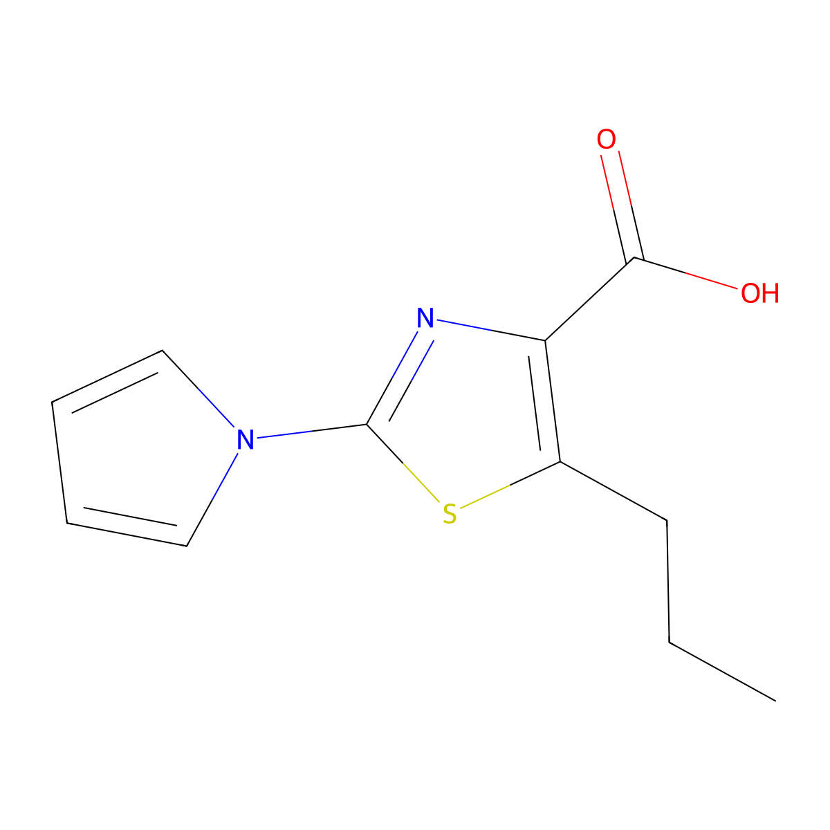 5-propyl-2-(1H-pyrrol-1-yl)-1,3-thiazole-4-carboxylic acid molecular structure, CAS 1623084-02-5