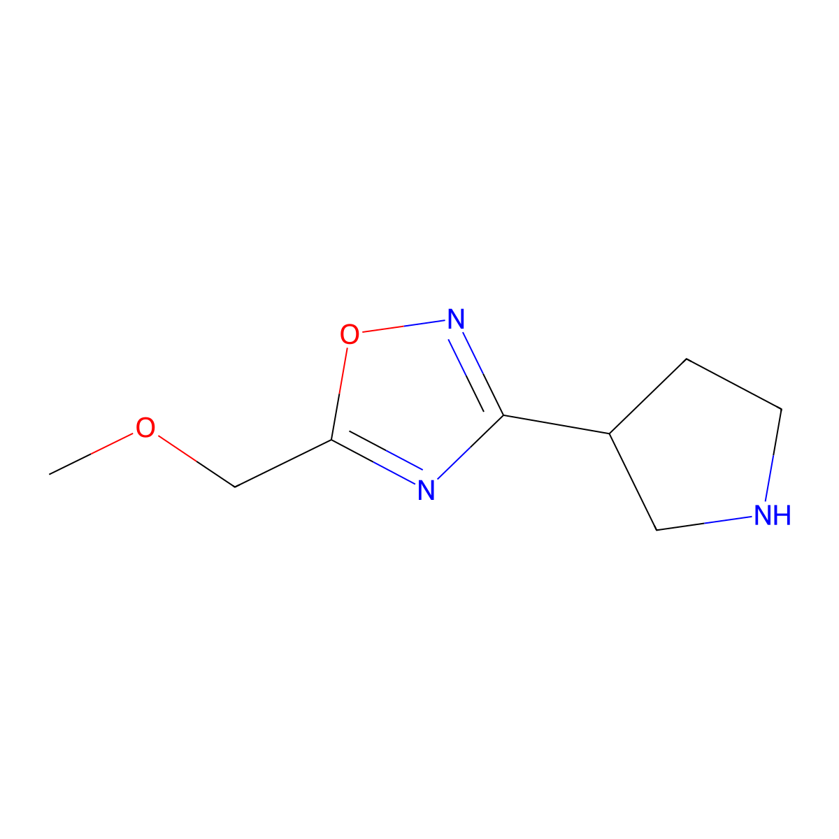 5-(Methoxymethyl)-3-(pyrrolidin-3-yl)-1,2,4-oxadiazole molecular structure, CAS 1623084-28-5