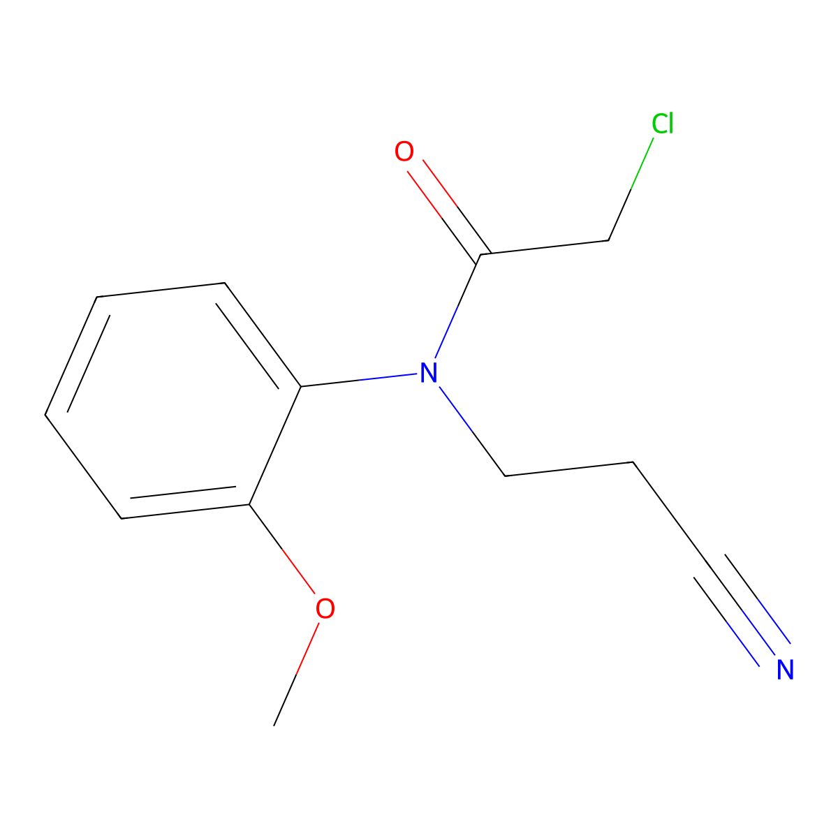 2-chloro-N-(2-cyanoethyl)-N-(2-methoxyphenyl)acetamide molecular structure, CAS 16231-89-3