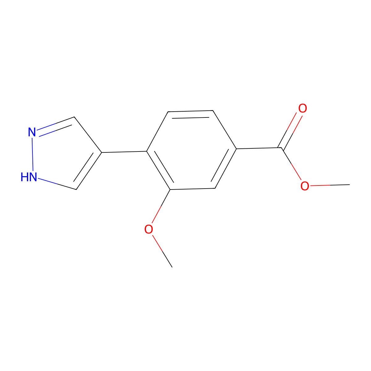 methyl 3-methoxy-4-(1H-pyrazol-4-yl)benzoate molecular structure, CAS 1623119-26-5