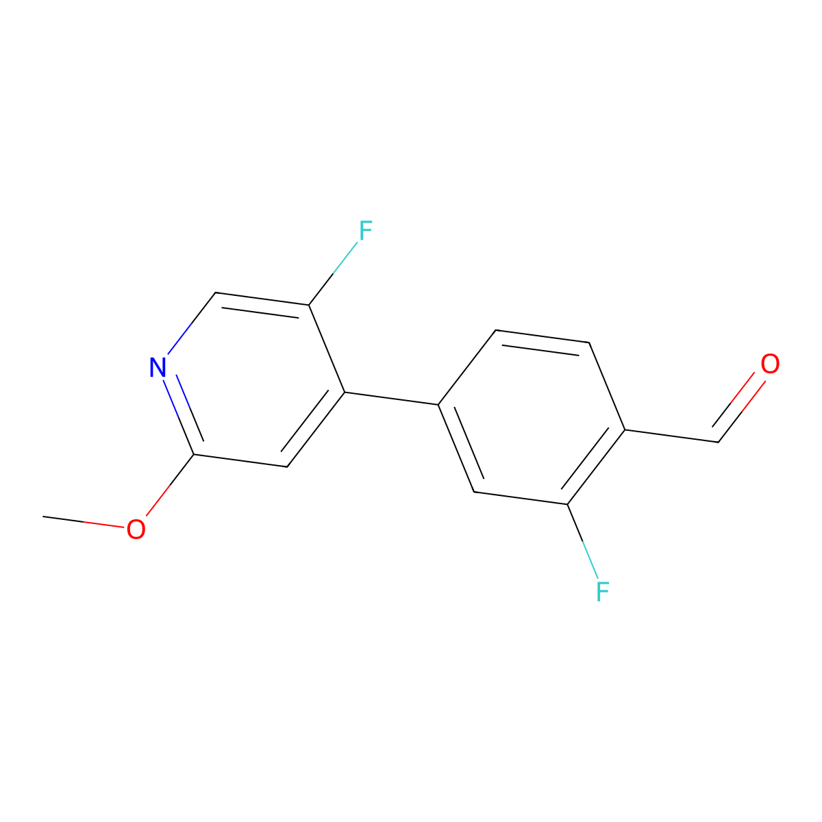 2-Fluoro-4-(5-fluoro-2-methoxypyridin-4-yl)benzaldehyde molecular structure, CAS 1623144-44-4