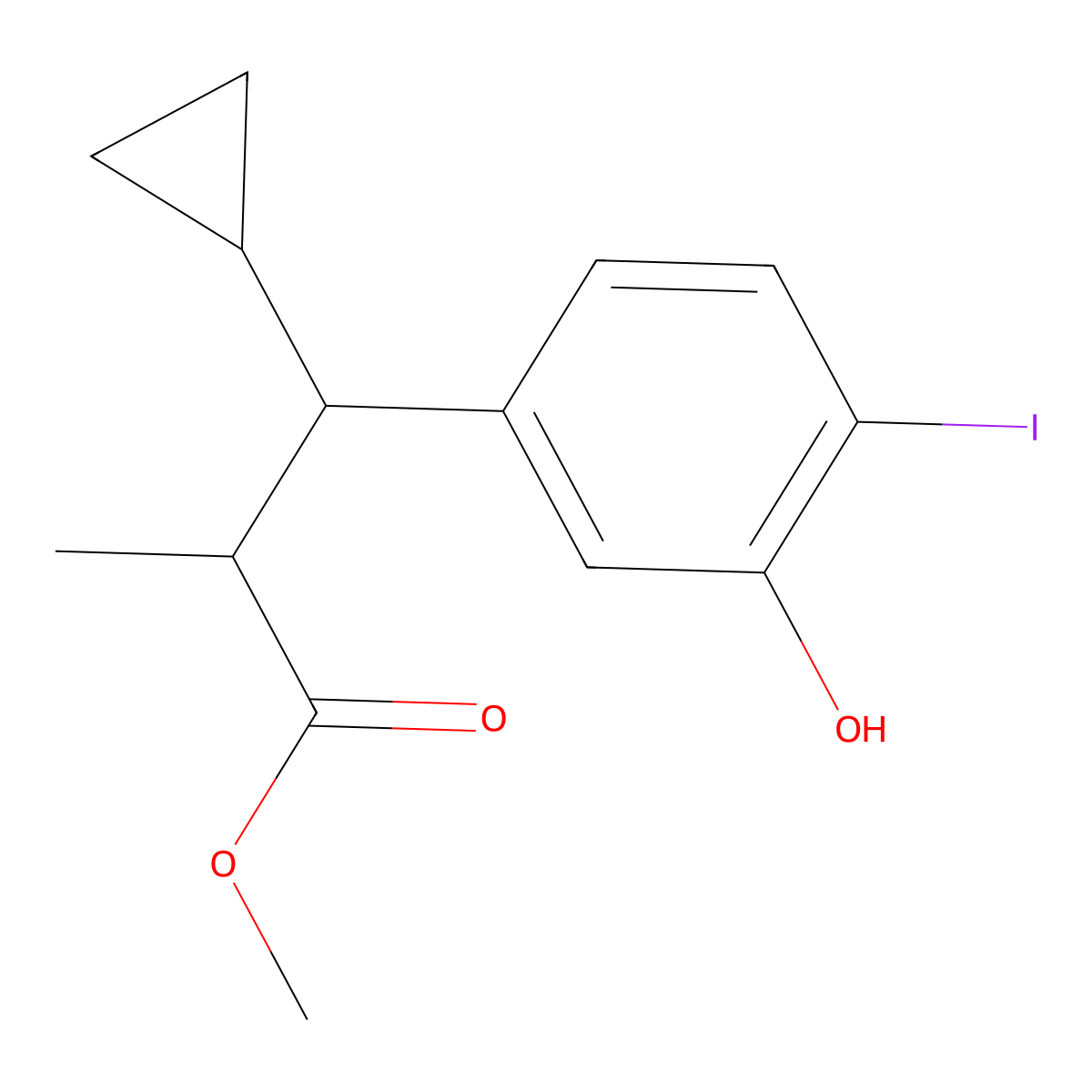 methyl (2S,3R)-3-cyclopropyl-3-(3-hydroxy-4-iodophenyl)-2-methylpropanoate molecular structure, CAS 1623144-99-9