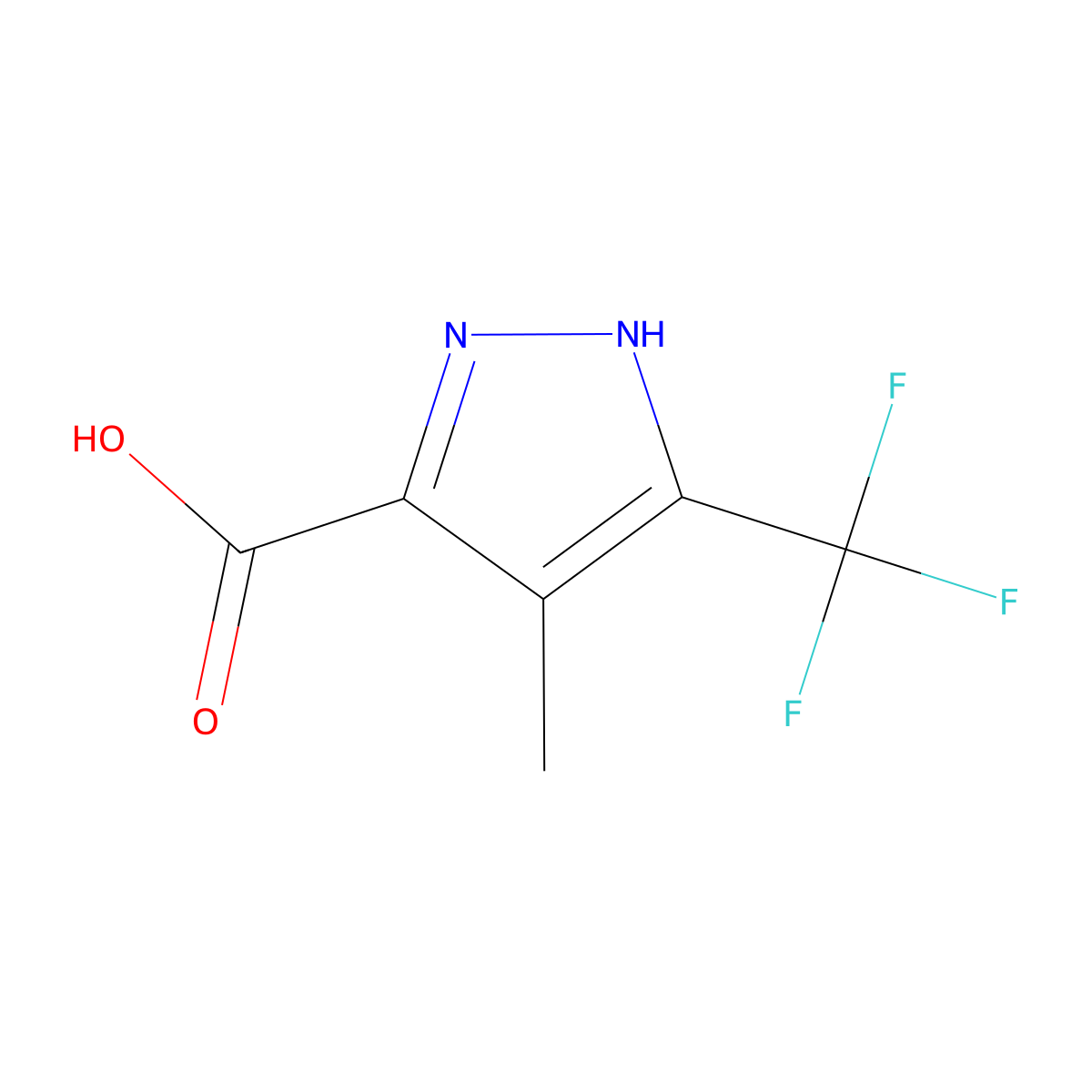 4-methyl-3-(trifluoromethyl)-1H-pyrazole-5-carboxylic acid molecular structure, CAS 1623156-88-6