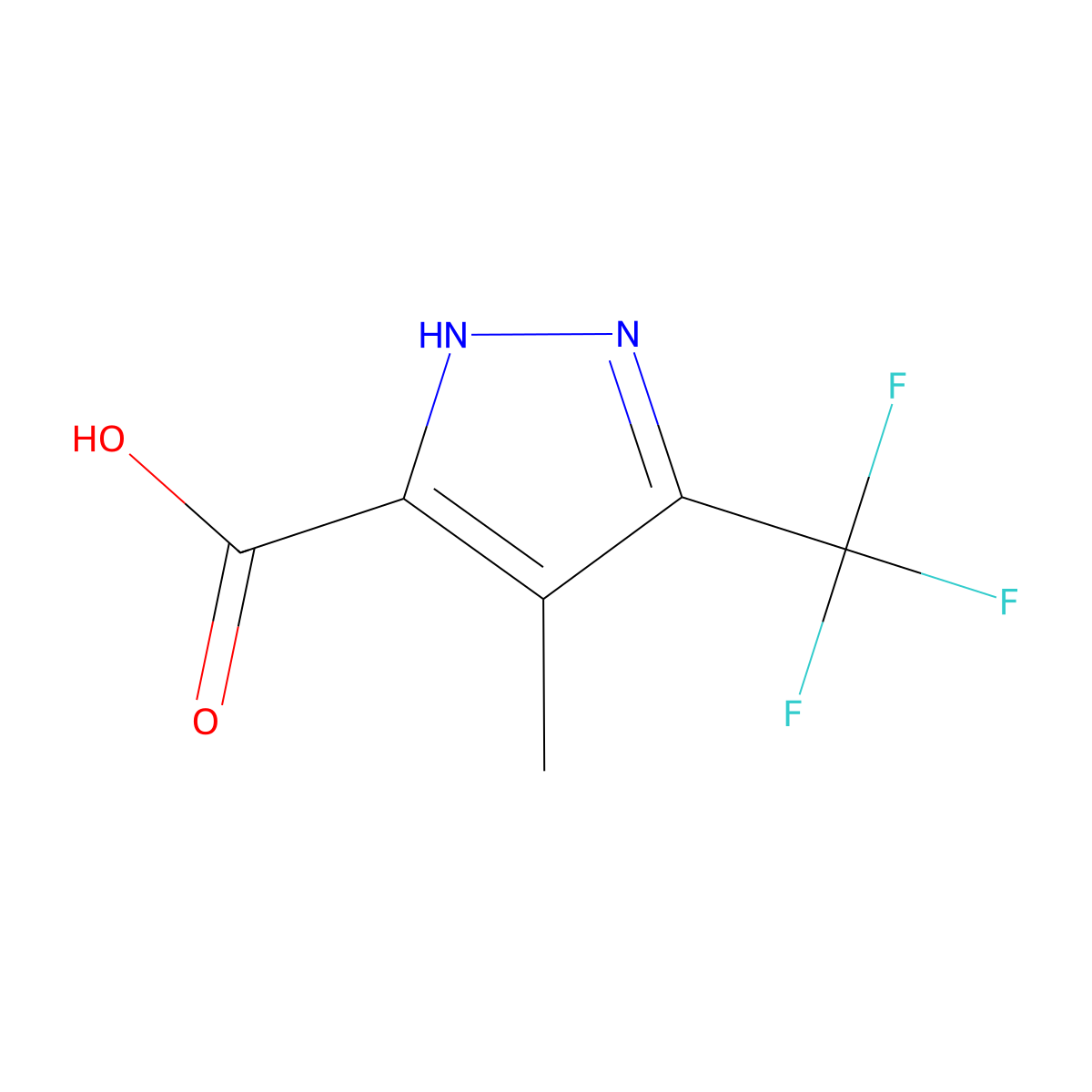 4-methyl-3-(trifluoromethyl)-1H-pyrazole-5-carboxylic acid molecular structure, CAS 1623156-88-6