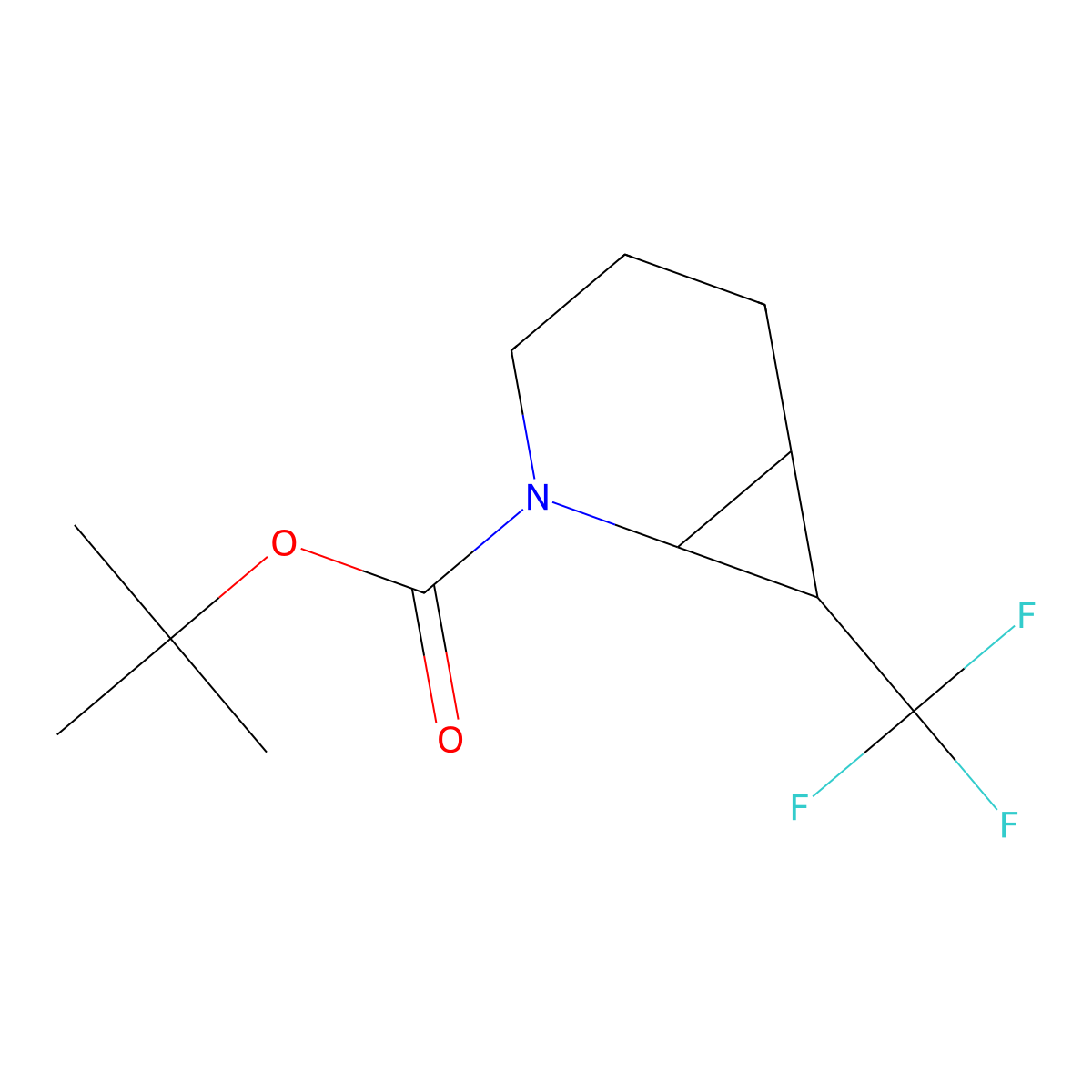 tert-Butyl (1R,6R,7S)-rel-7-(trifluoromethyl)-2-azabicyclo[4.1.0]heptane-2-carboxylate molecular structure, CAS 1623162-53-7