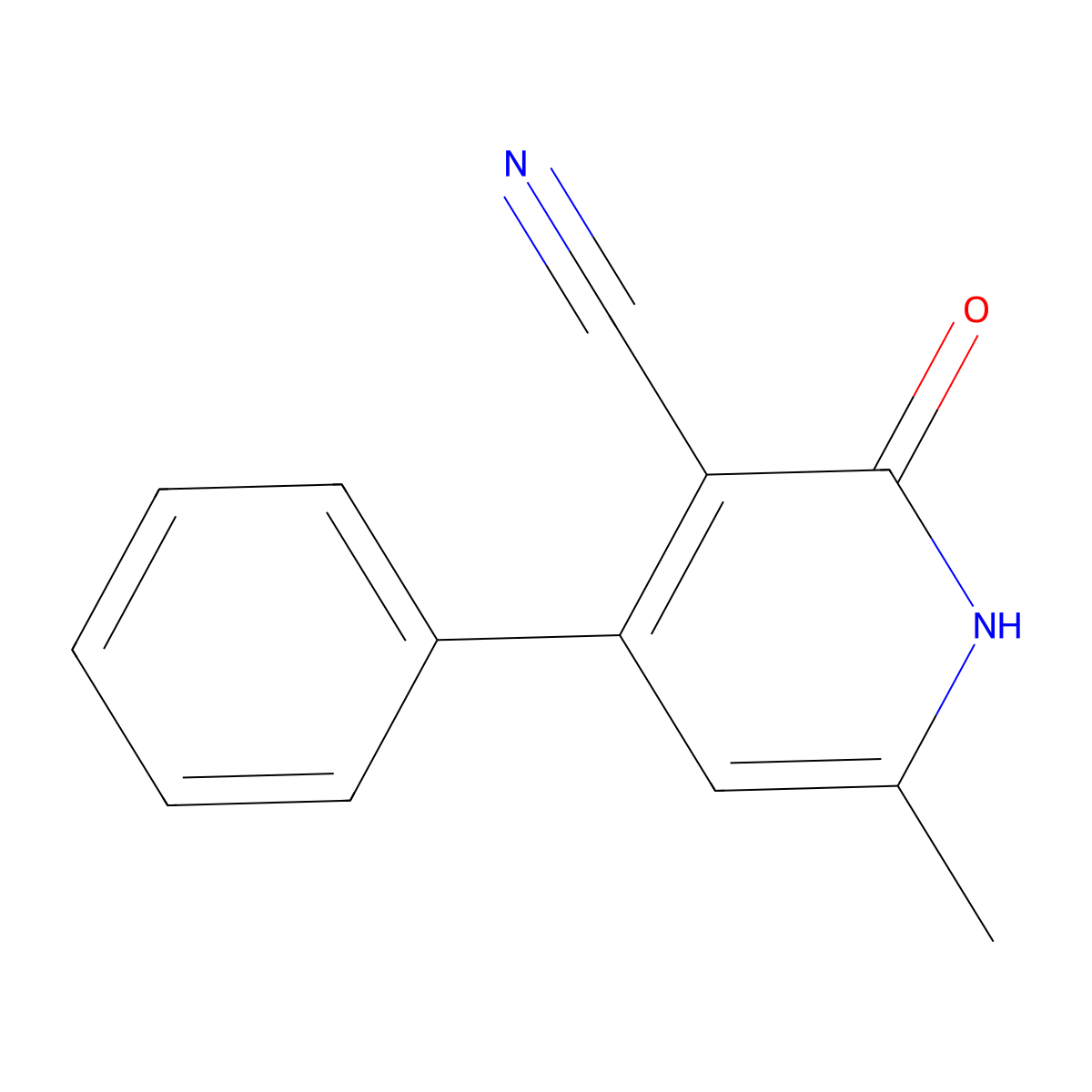6-Methyl-2-oxo-4-phenyl-1,2-dihydropyridine-3-carbonitrile molecular structure, CAS 16232-41-0
