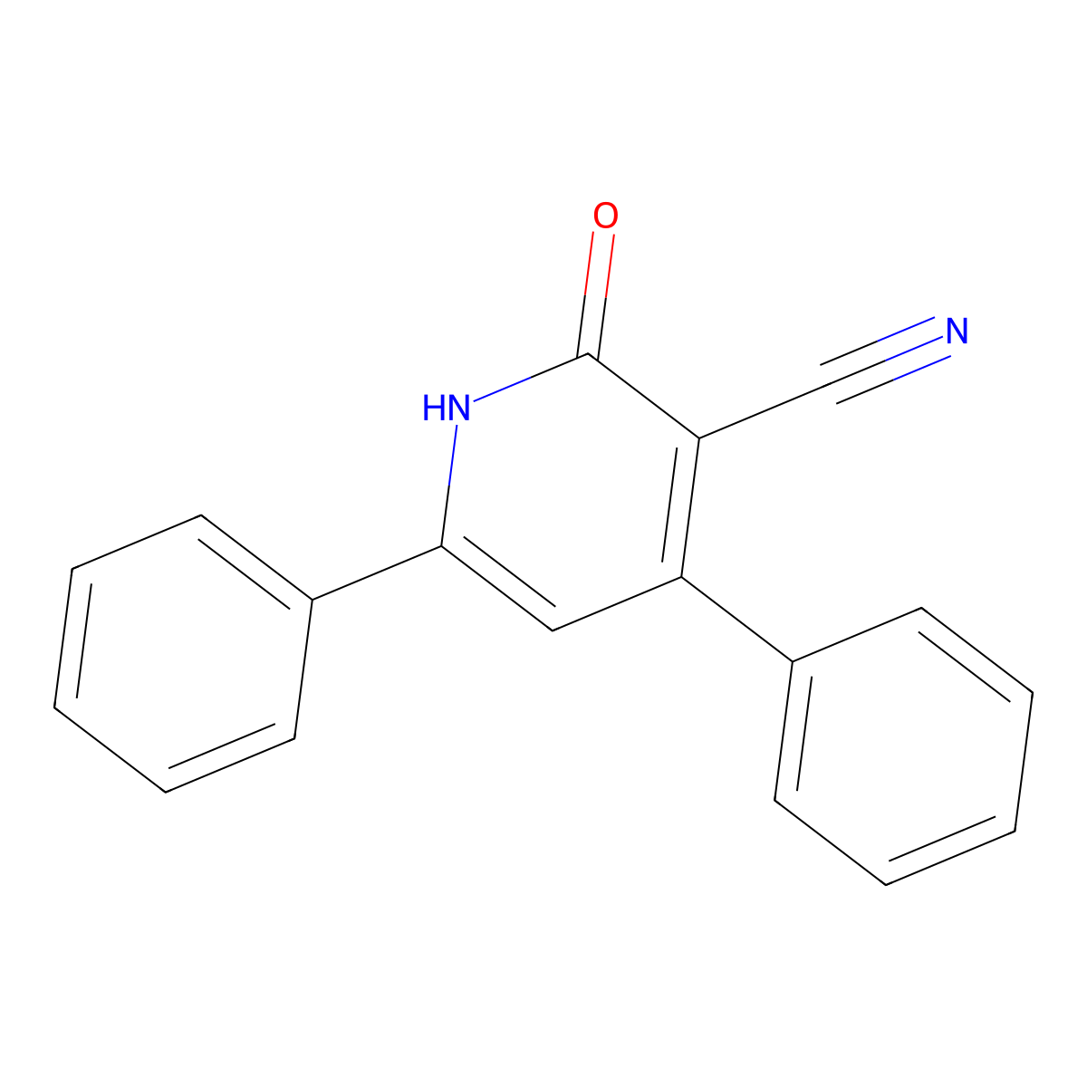 1,2-Dihydro-2-oxo-4,6-diphenyl-3-pyridinecarbonitrile molecular structure, CAS 16232-42-1
