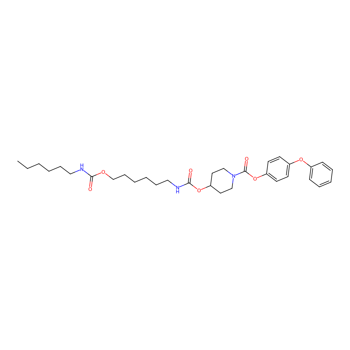 (4-Phenoxyphenyl) 4-[6-(hexylcarbamoyloxy)hexylcarbamoyloxy]piperidine-1-carboxylate molecular structure, CAS 162320-82-3