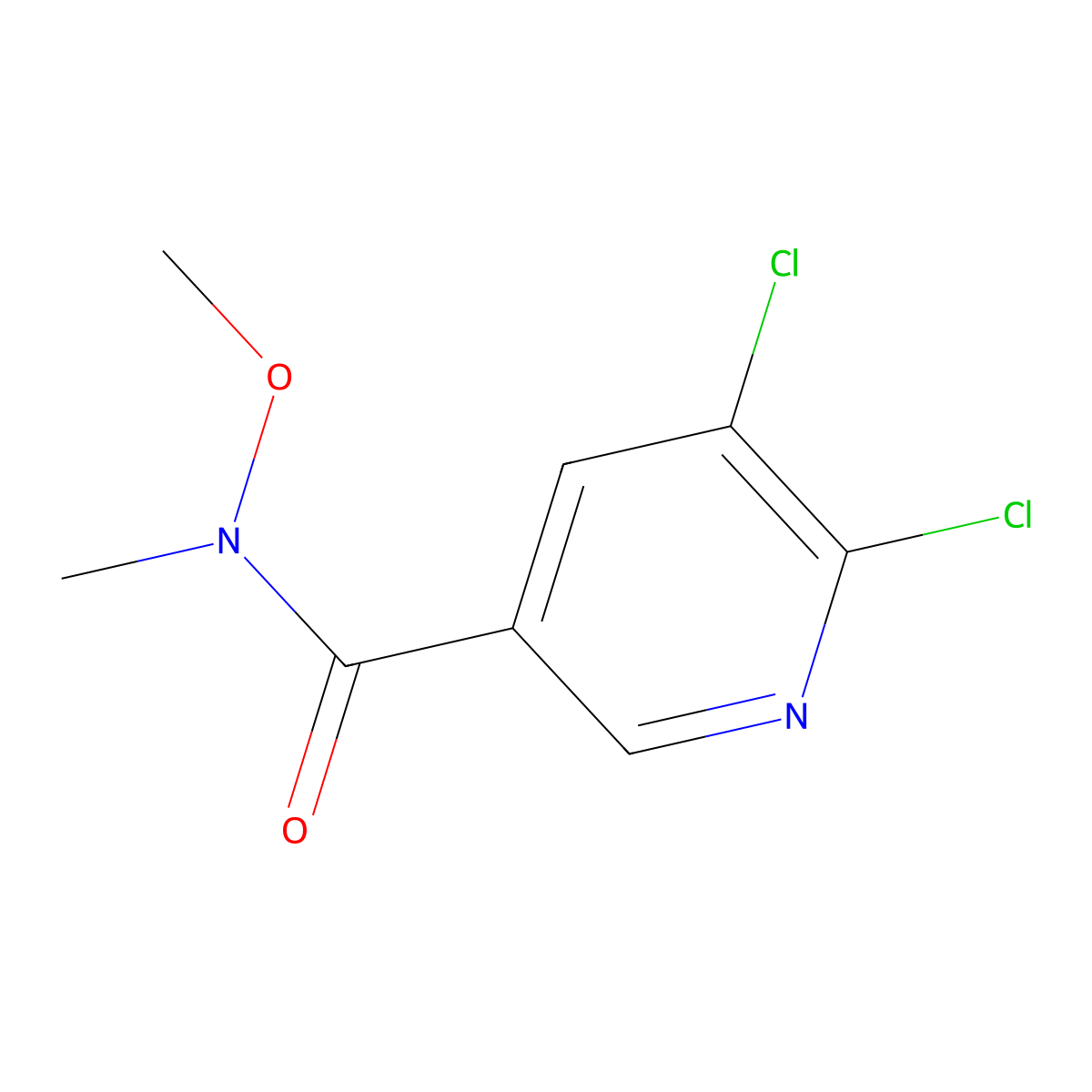 5,6-dichloro-N-methoxy-N-methylpyridine-3-carboxamide molecular structure, CAS 162327-73-3