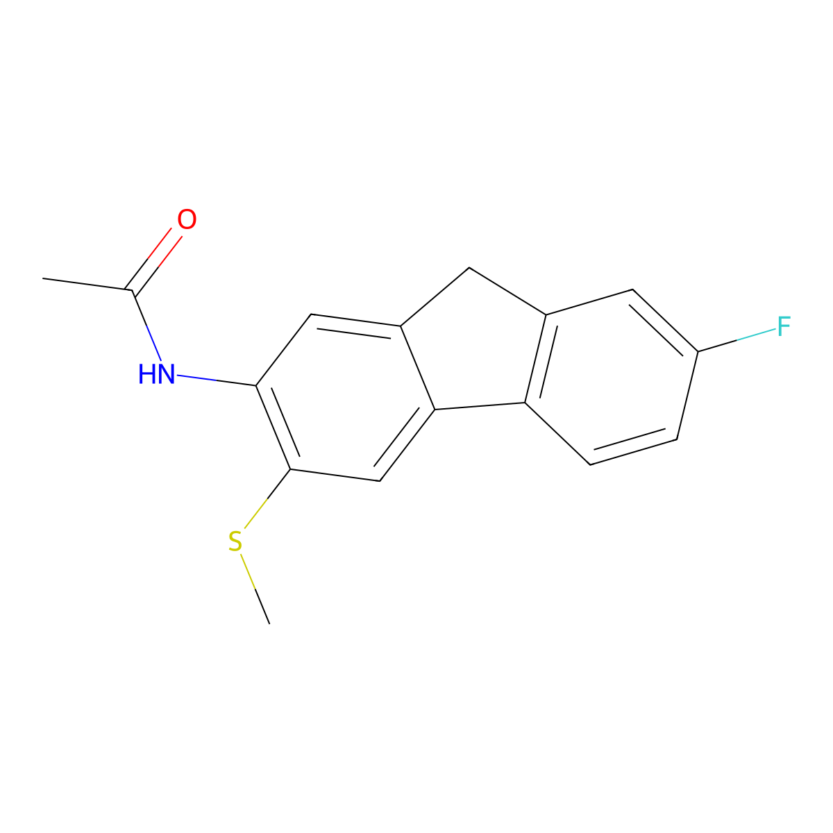 Acetamide, N-(7-fluoro-3-(methylthio)fluoren-2-yl)- molecular structure, CAS 16233-02-6