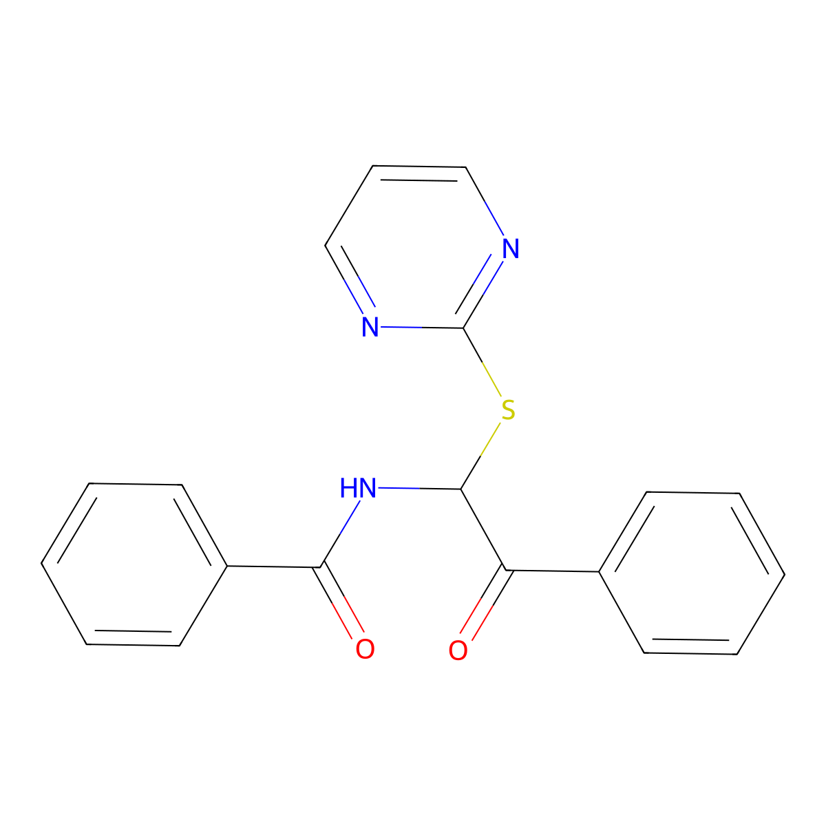 N-[2-oxo-2-phenyl-1-(pyrimidin-2-ylsulfanyl)ethyl]benzamide molecular structure, CAS 162331-11-5