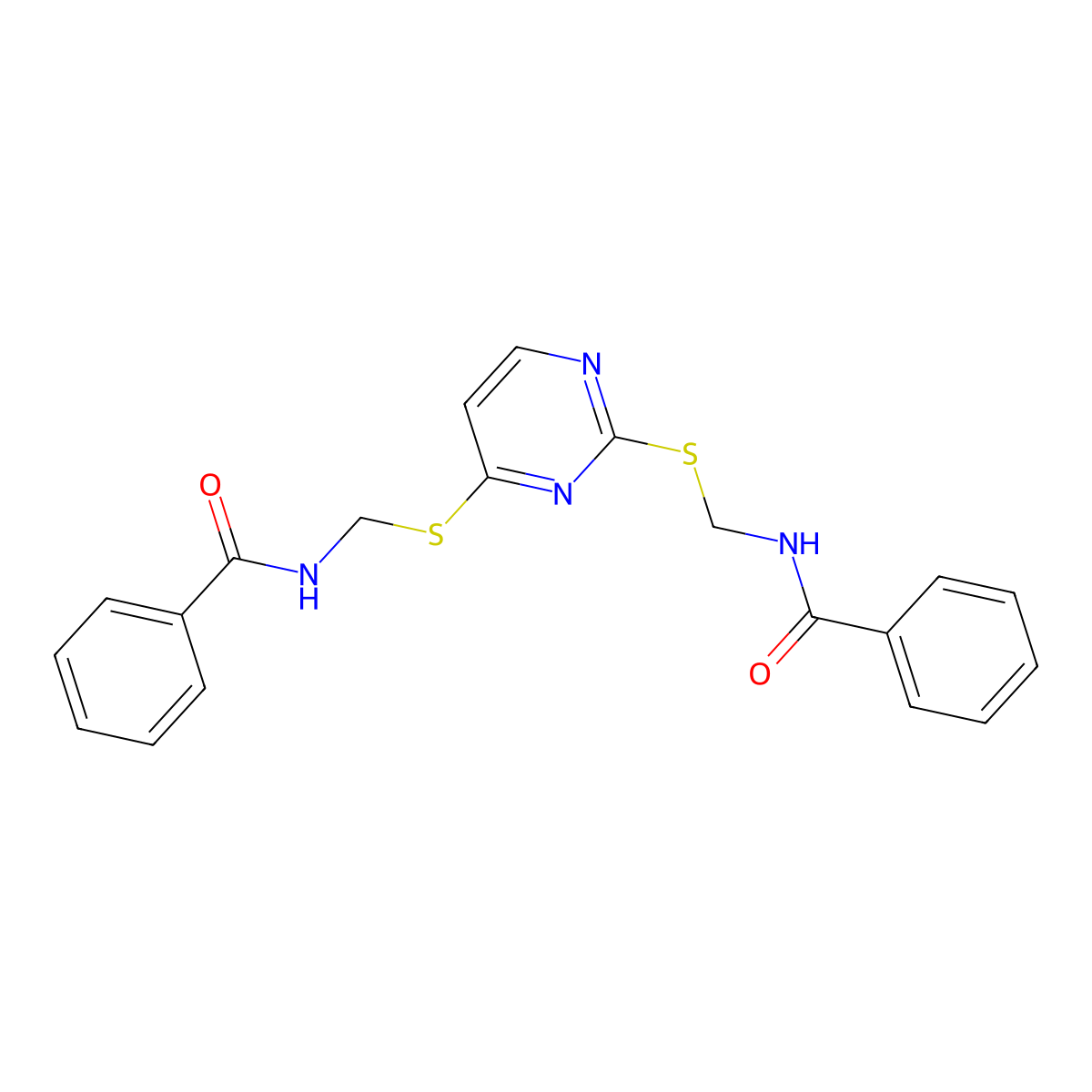N-[[2-(benzamidomethylsulfanyl)pyrimidin-4-yl]sulfanylmethyl]benzamide molecular structure, CAS 162331-19-3