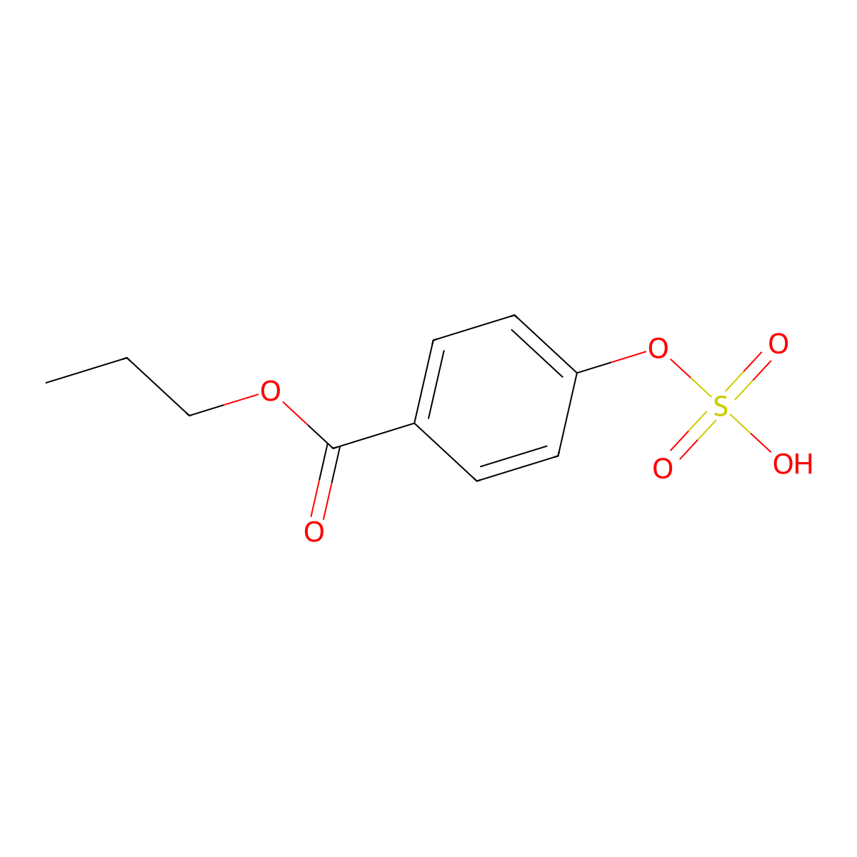 Propyl 4-hydroxybenzoate sulfate molecular structure, CAS 162338-10-5