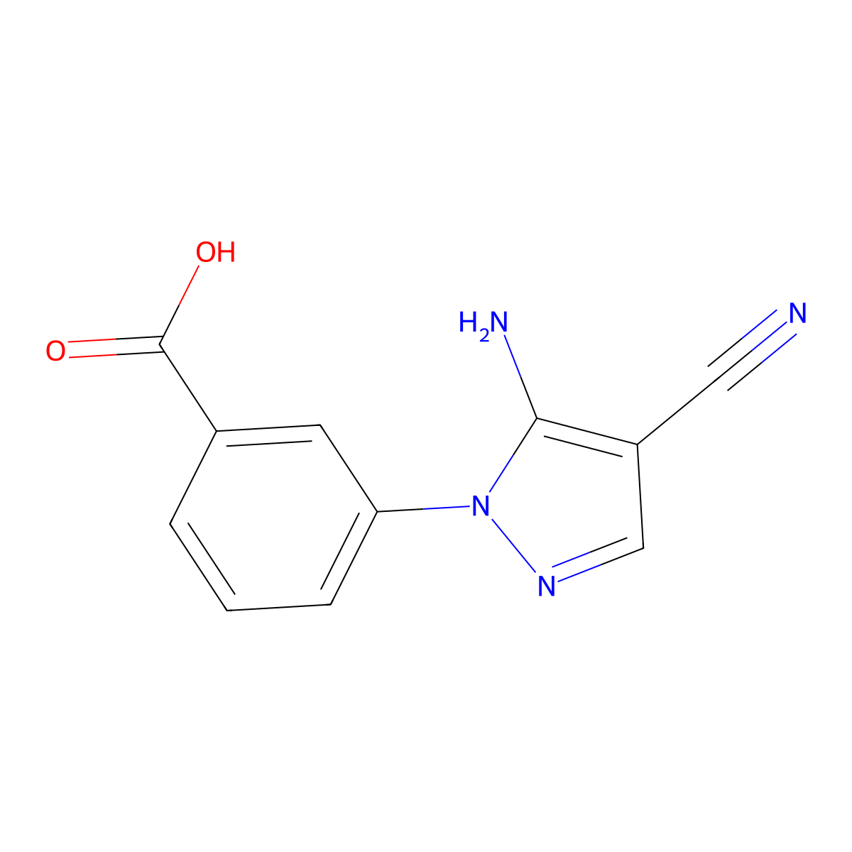 3-(5-amino-4-cyano-1H-pyrazol-1-yl)benzoic acid molecular structure, CAS 162339-93-7