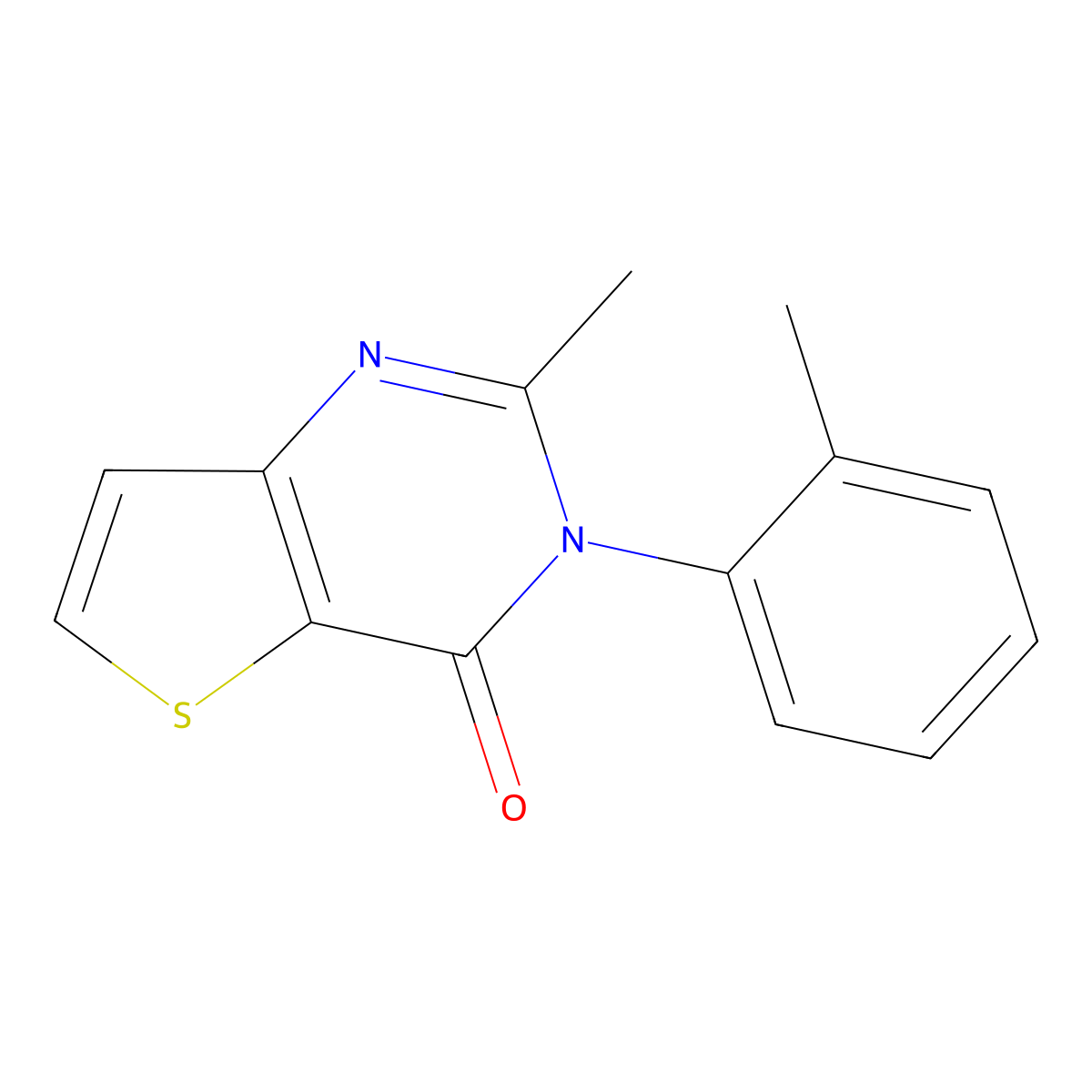 2-Methyl-3-(2-methylphenyl)thieno[3,2-d]pyrimidin-4-one molecular structure, CAS 16234-12-1